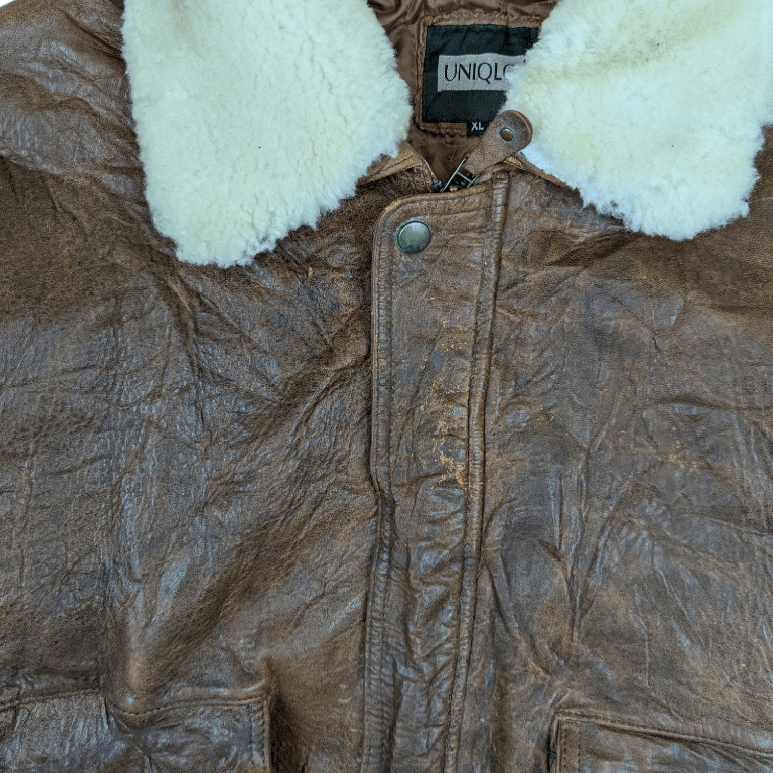 Uniqlo Vintage UNIQLO Sheepskin Sherpa Leather Jacket Size US XL / EU 56 / 4 - 8 Thumbnail