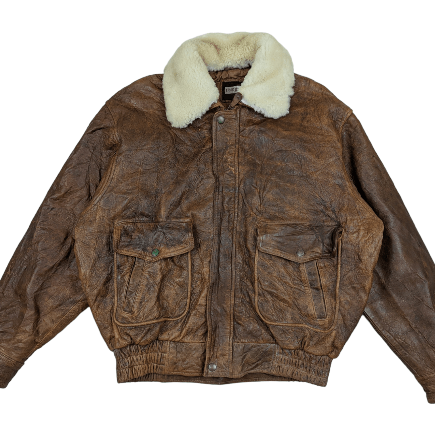 Japanese Brand × Leather Jacket × Uniqlo Vintage UNIQLO Sheepskin 