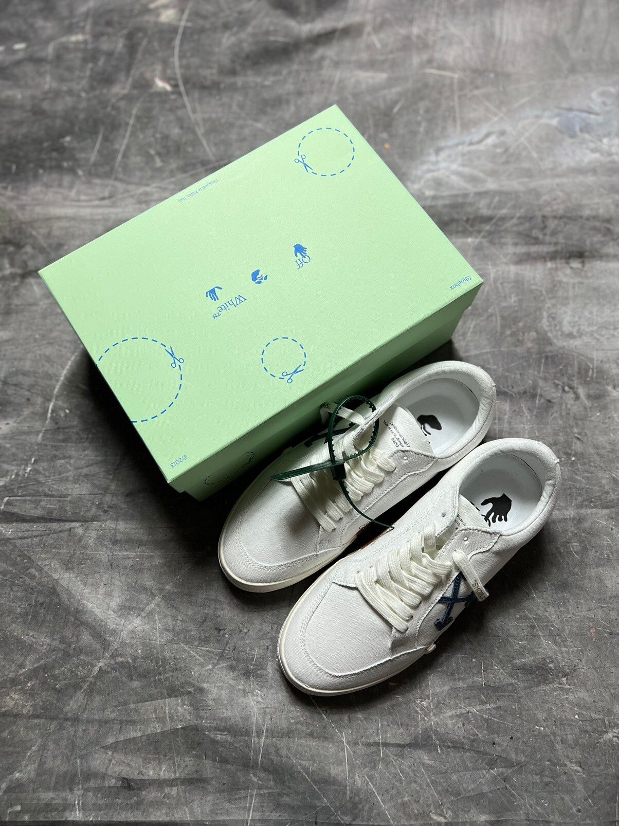 Pre-owned Off-white Vulc Low White Blue Gray Canvas Sneakers