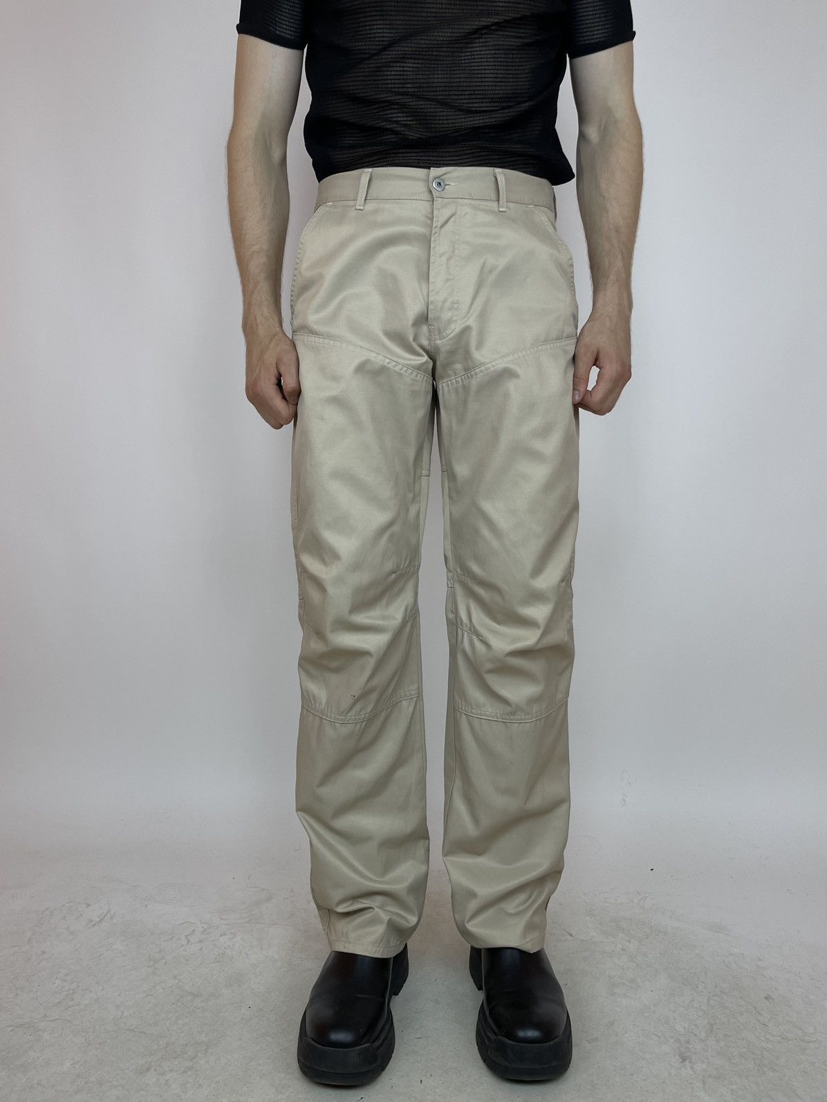 Chevignon CHEVIGNON Biker Jeans Beige cotton/polyamide denim pants Size US 36 / EU 52 - 2 Thumbnail