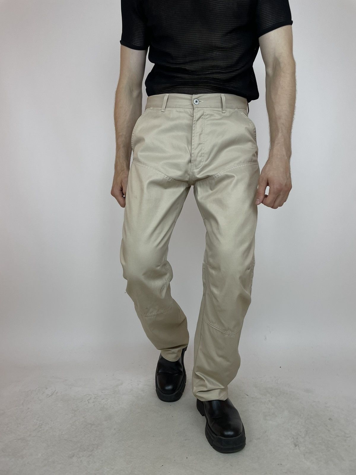 Chevignon CHEVIGNON Biker Jeans Beige cotton/polyamide denim pants Size US 36 / EU 52 - 3 Thumbnail