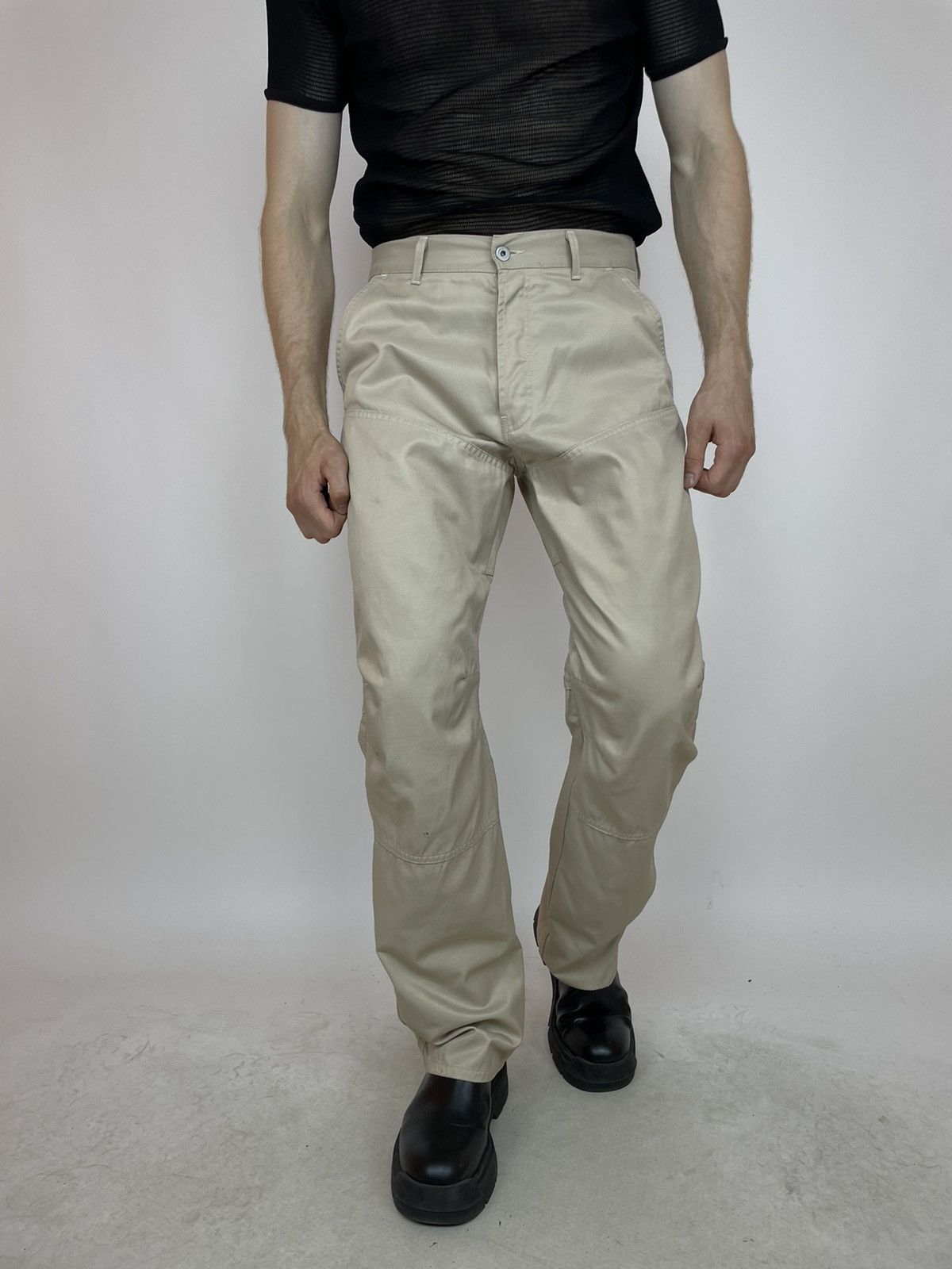 Chevignon CHEVIGNON Biker Jeans Beige cotton/polyamide denim pants Size US 36 / EU 52 - 1 Thumbnail