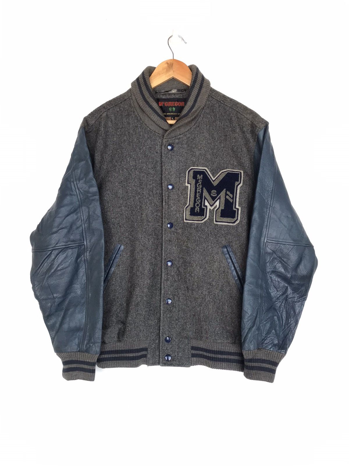 McGregor Vintage 80s McGregor Varsity Jacket Wool Leather Sleeve Size US L / EU 52-54 / 3 - 3 Thumbnail