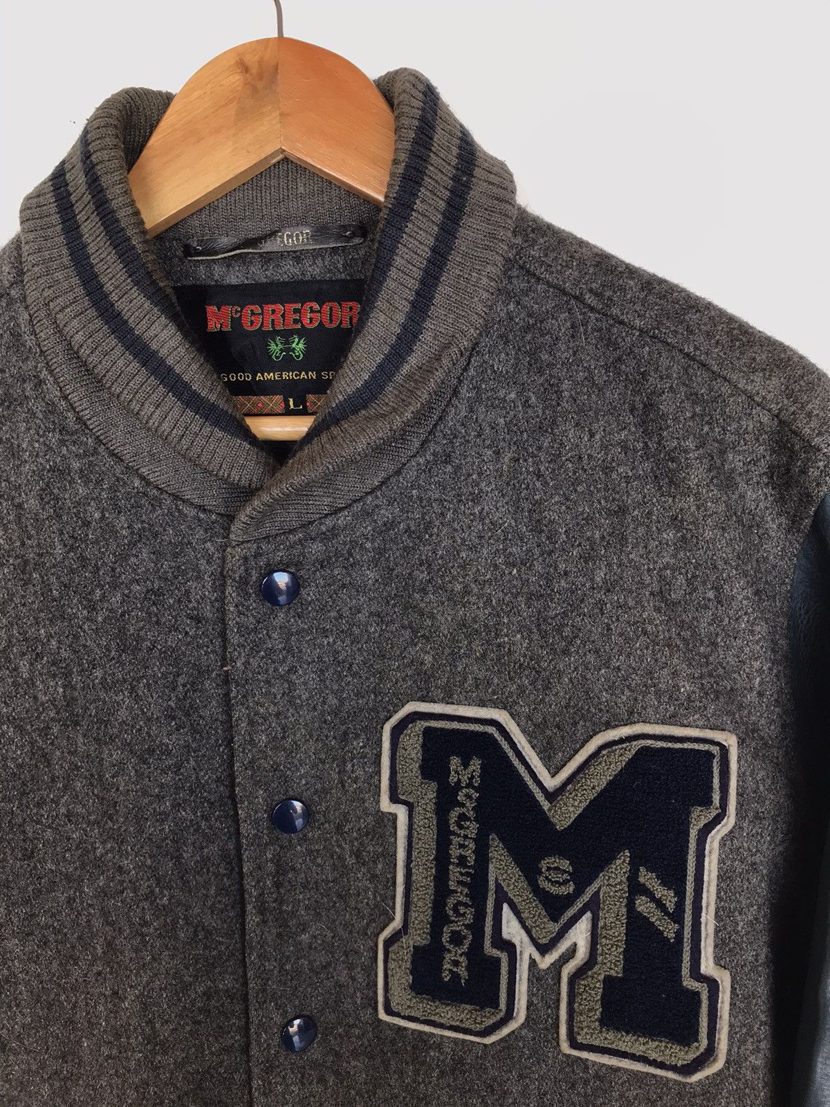 McGregor Vintage 80s McGregor Varsity Jacket Wool Leather Sleeve Size US L / EU 52-54 / 3 - 5 Thumbnail