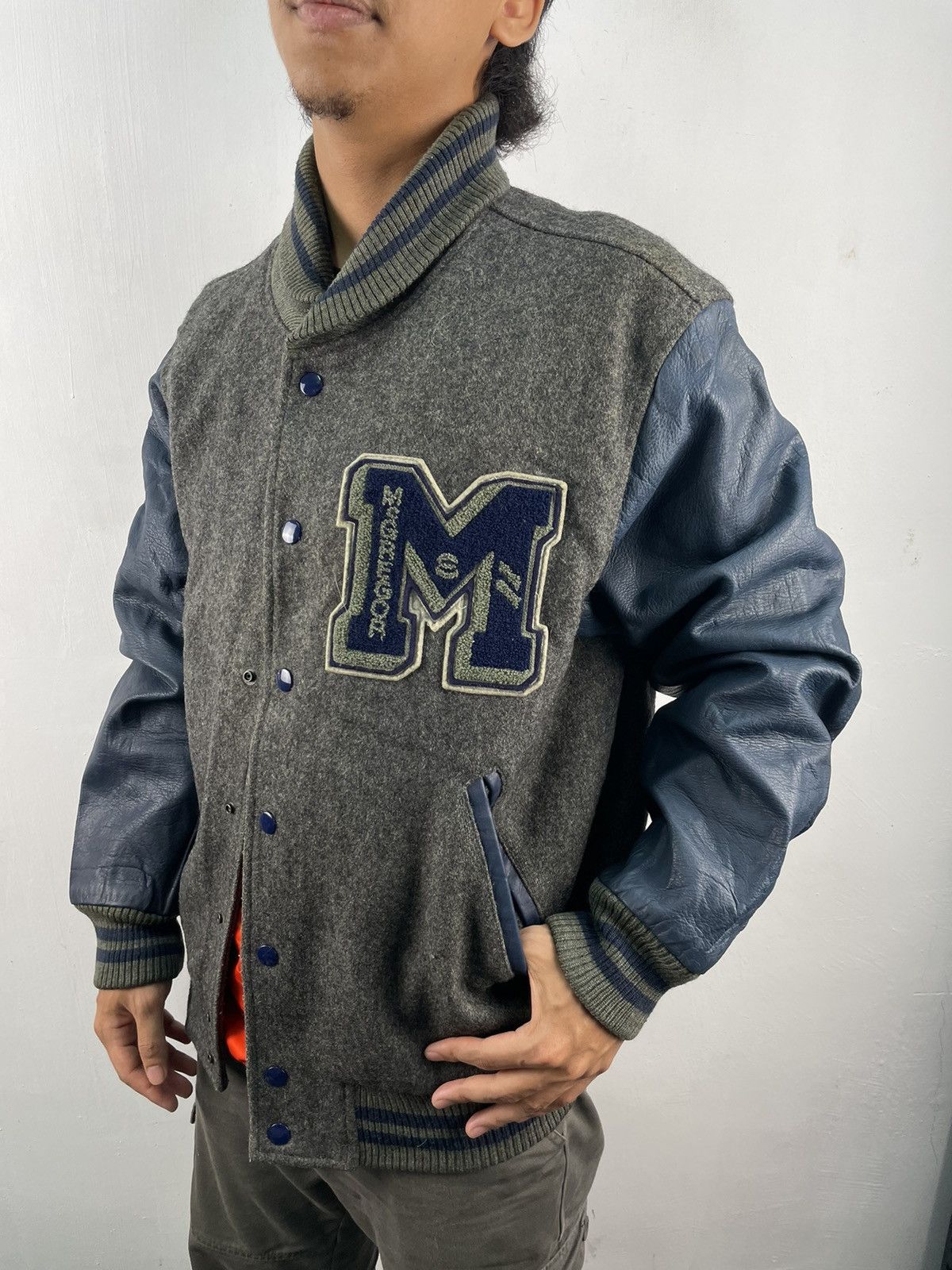 Mcgregor Vintage McGregor Varsity Jacket Wool Big Logo Leather