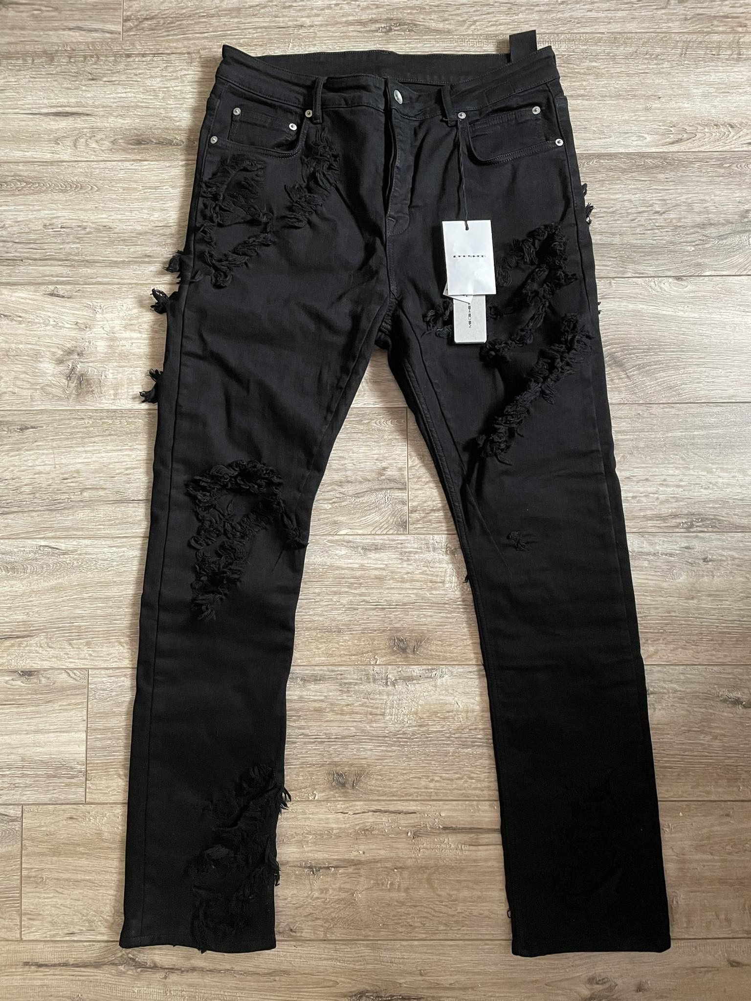 Rick Owens SS22 DRKSHDW Slashed Detroit Denim Jeans Size US 34 / EU 50 - 1 Thumbnail