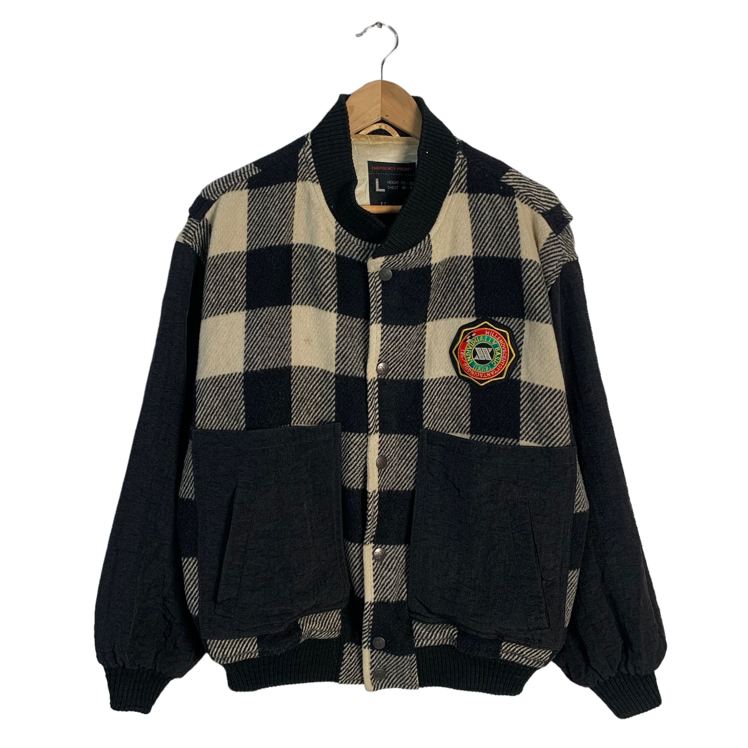 image of Japanase Brand Ixi:z Tartan Plaid Jacket in Black, Men's (Size Large)