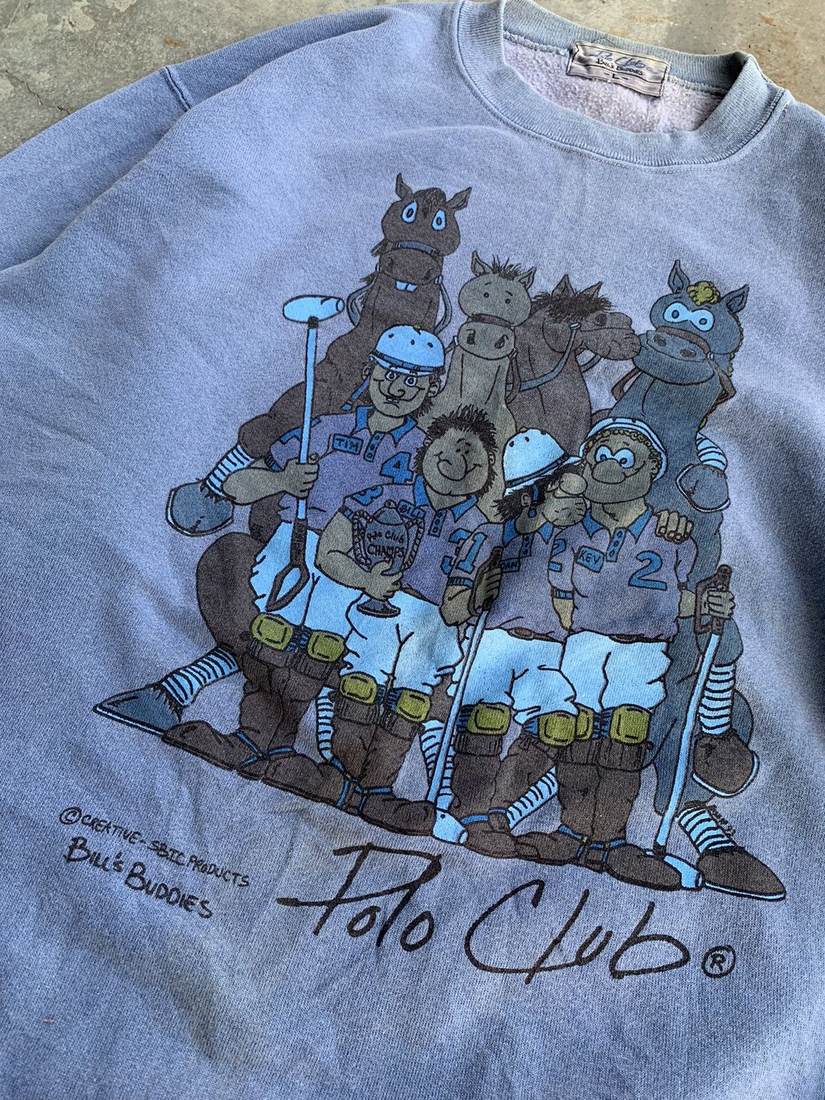 Vintage Vintage 90s Thrashed Faded Polo club Bill Buddies Sweatshirt Size US L / EU 52-54 / 3 - 2 Thumbnail