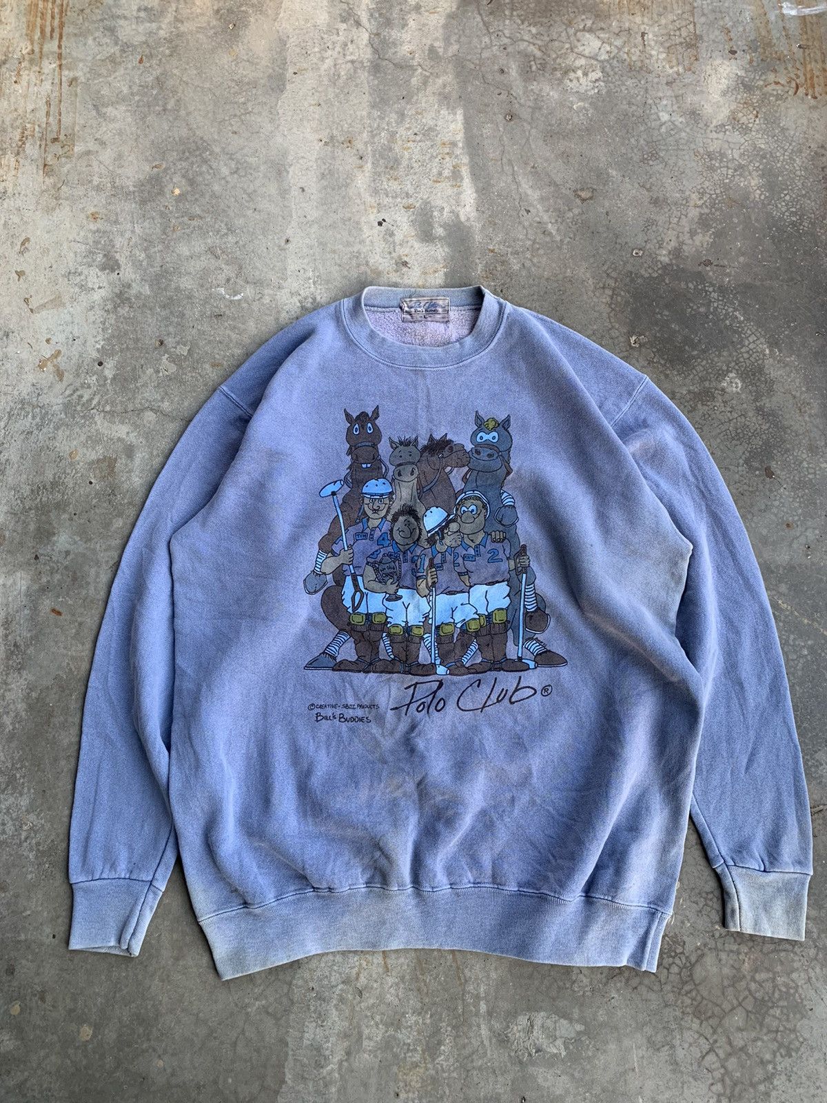 Vintage Vintage 90s Thrashed Faded Polo club Bill Buddies Sweatshirt Size US L / EU 52-54 / 3 - 1 Thumbnail
