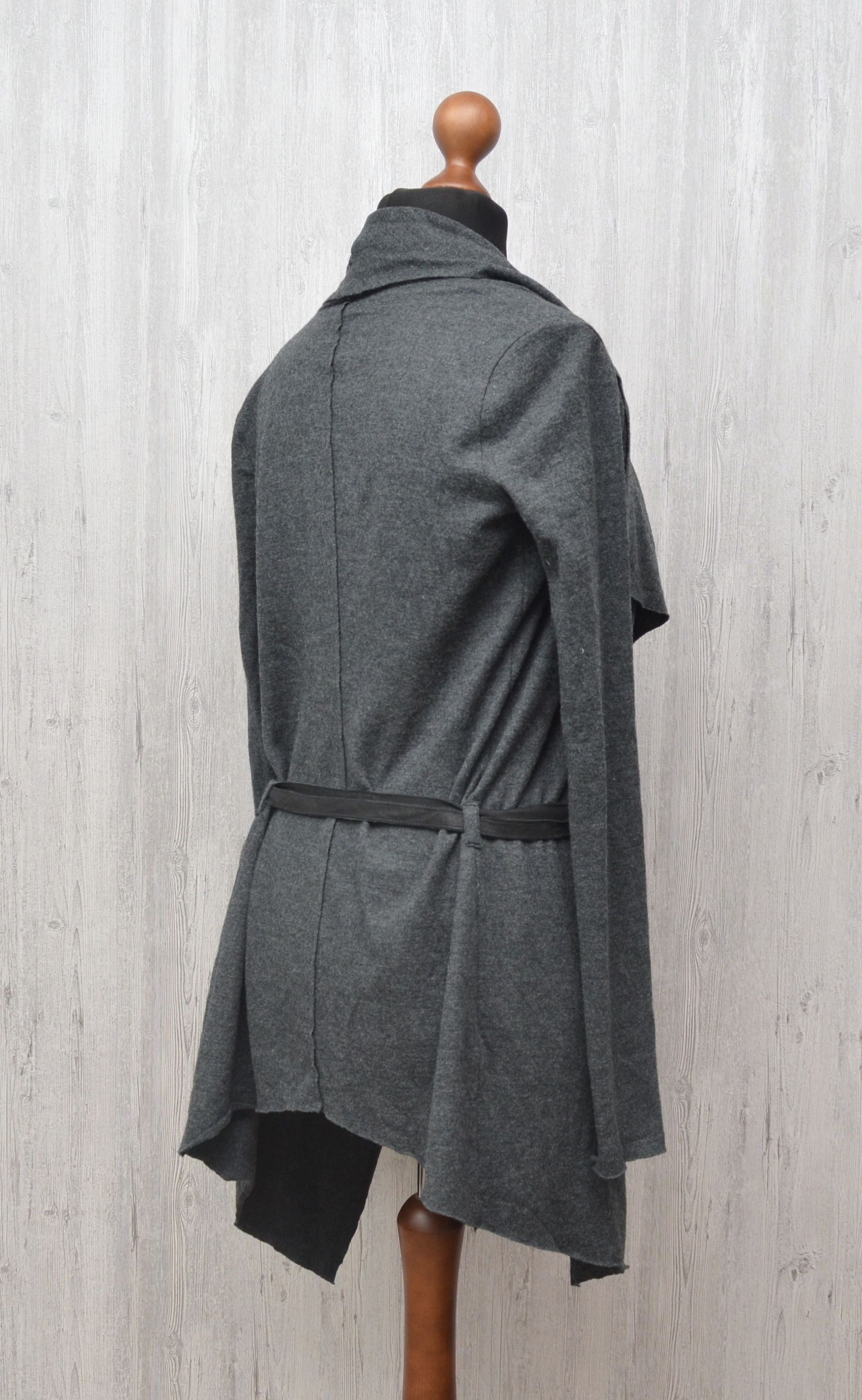 Helmut Lang HELMUT LANG Wmns Sonar Draped Wool Leather Belt Cardigan S Size S / US 4 / IT 40 - 8 Thumbnail