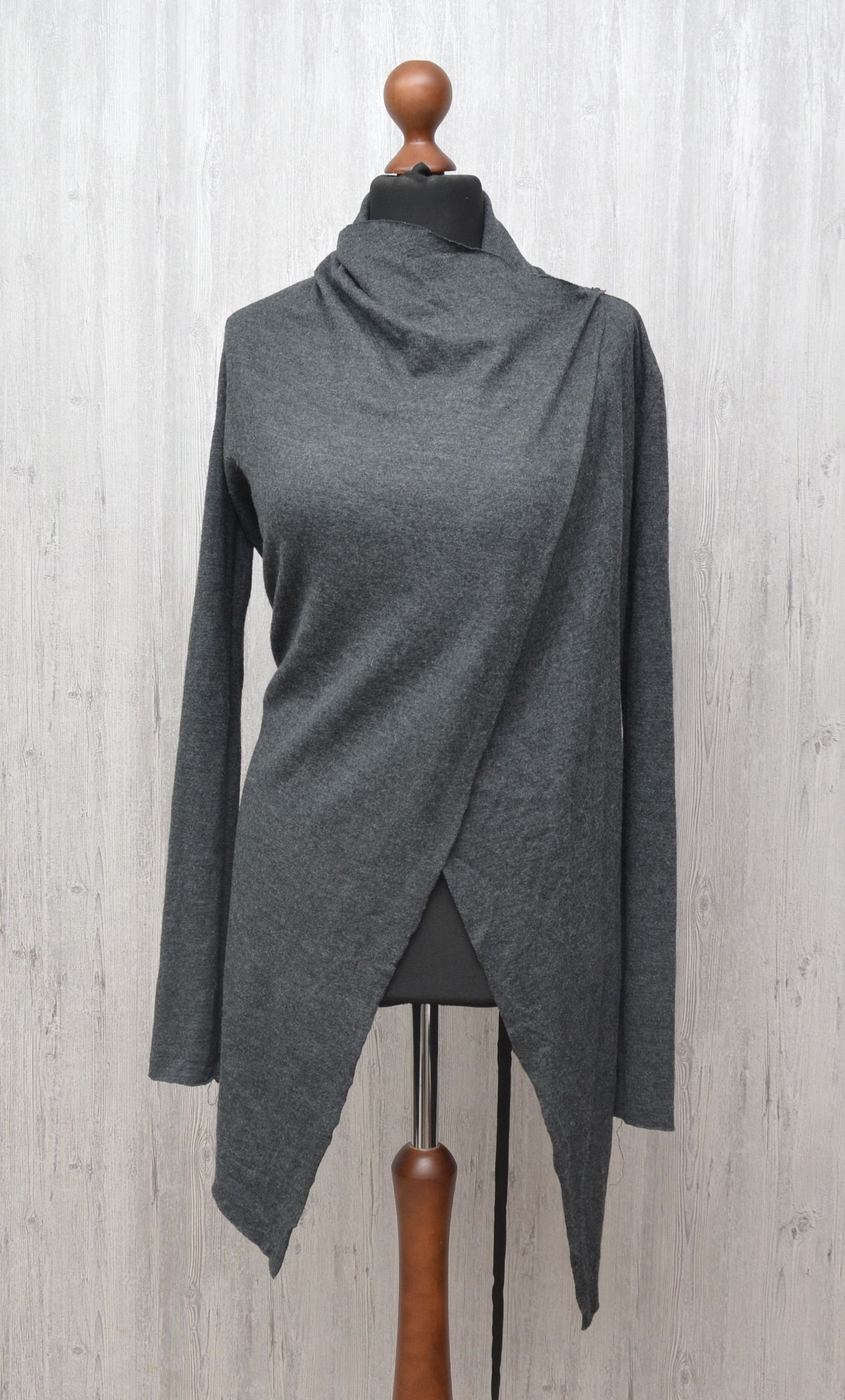 Helmut Lang HELMUT LANG Wmns Sonar Draped Wool Leather Belt Cardigan S Size S / US 4 / IT 40 - 4 Thumbnail