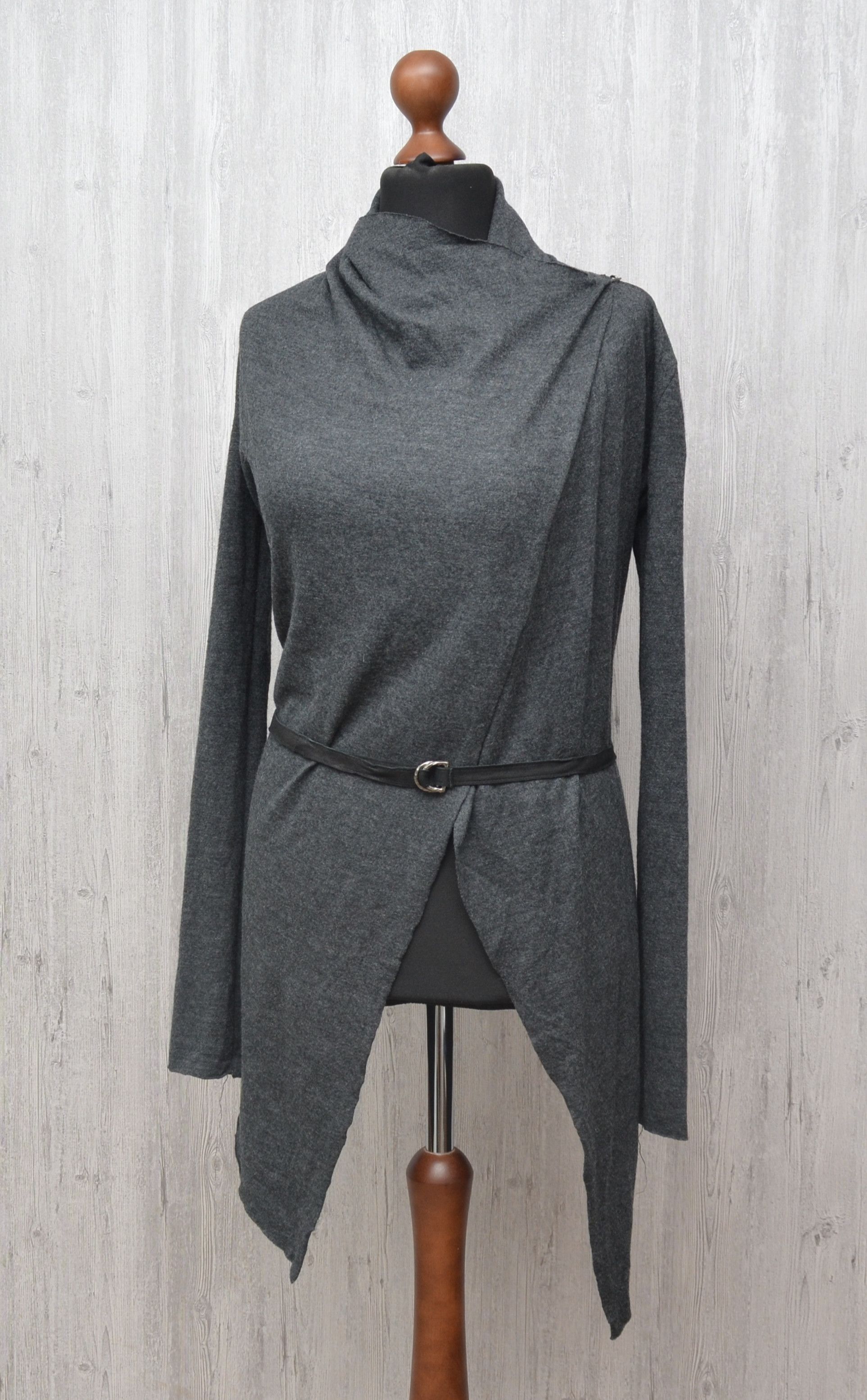 Helmut Lang HELMUT LANG Wmns Sonar Draped Wool Leather Belt Cardigan S Size S / US 4 / IT 40 - 3 Thumbnail