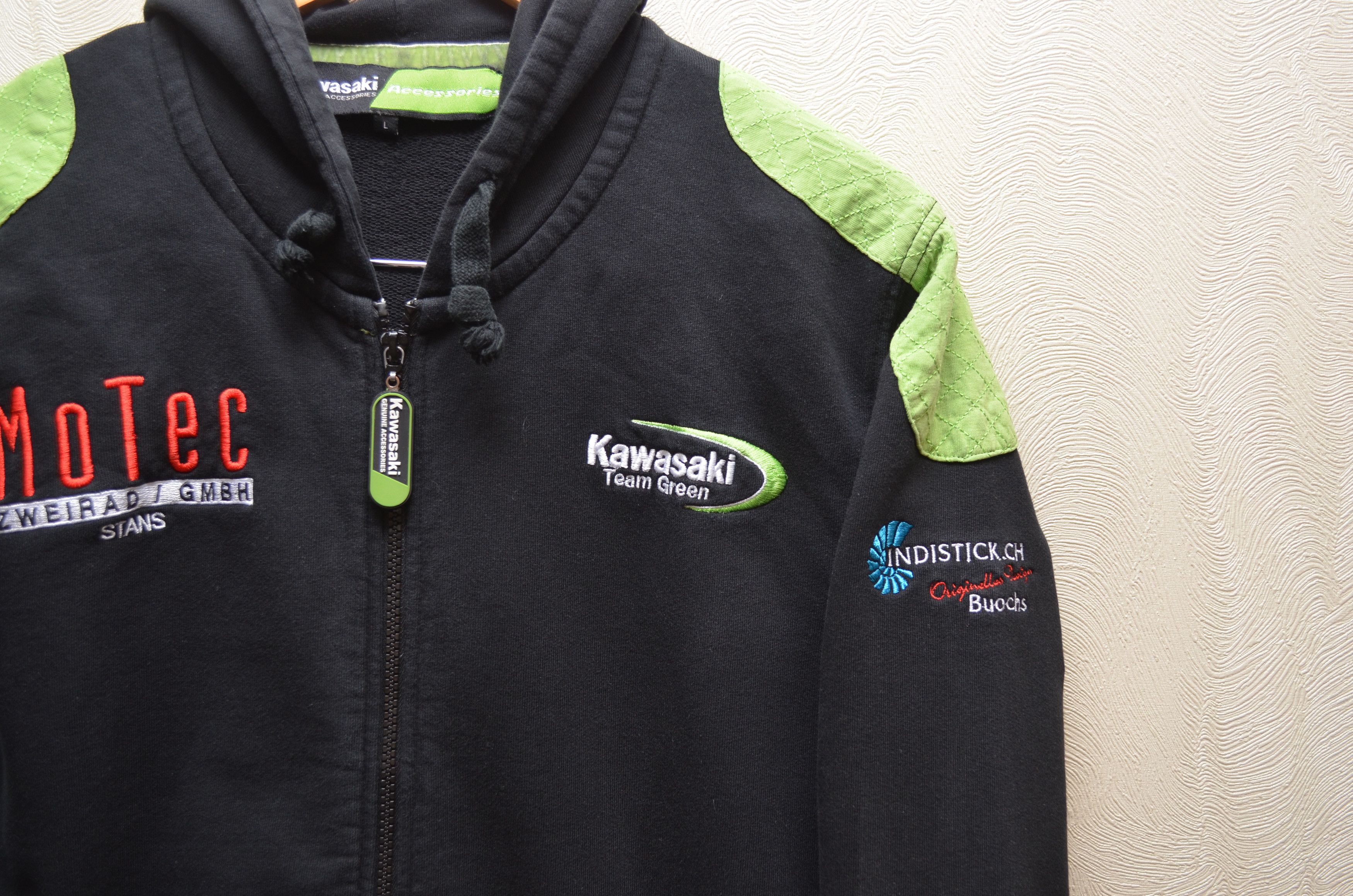 Vintage Kawasaki Team Green Racing Zip Hoodie Big Logo Size US L / EU 52-54 / 3 - 3 Thumbnail