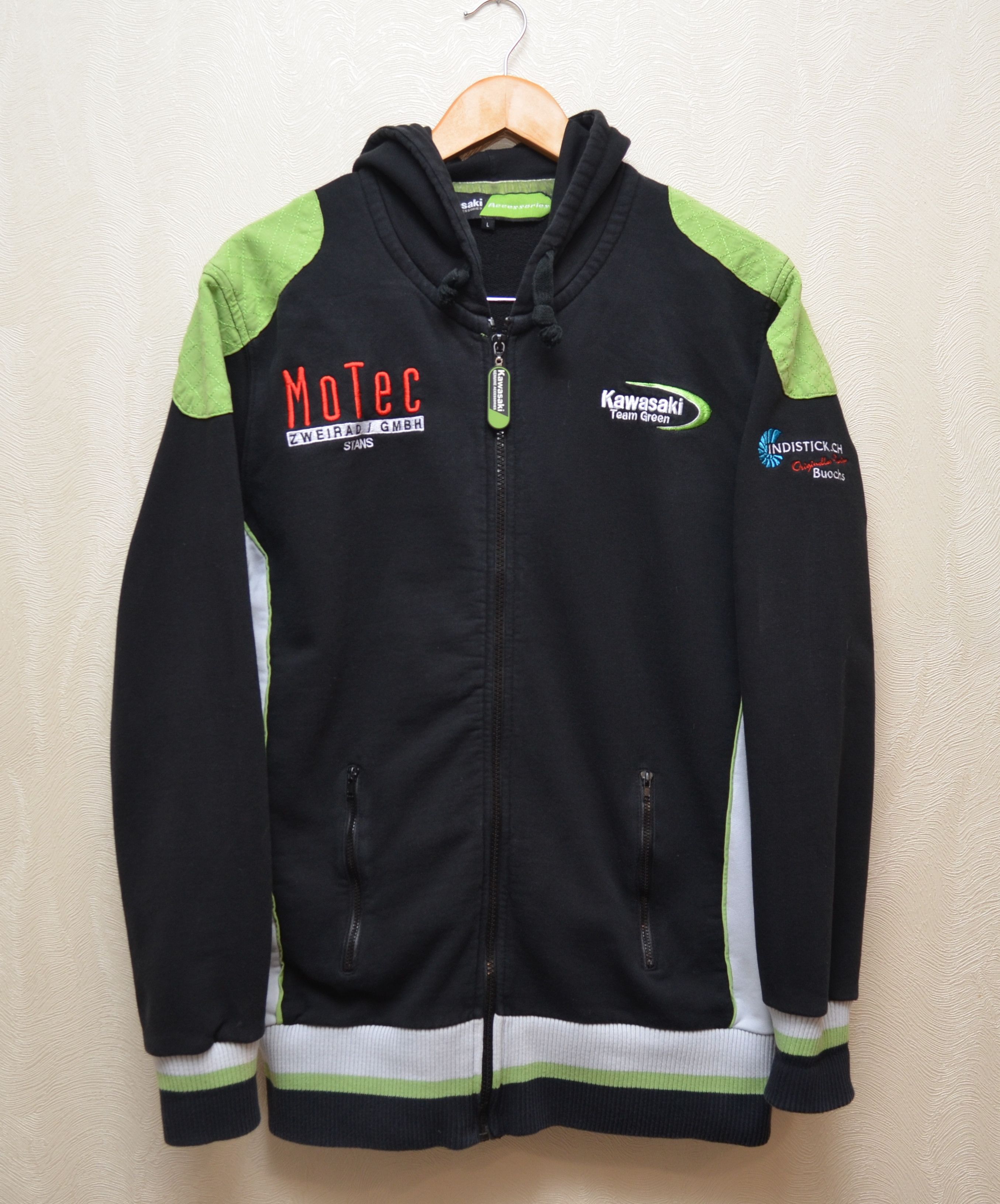 Vintage Kawasaki Team Green Racing Zip Hoodie Big Logo Size US L / EU 52-54 / 3 - 1 Thumbnail