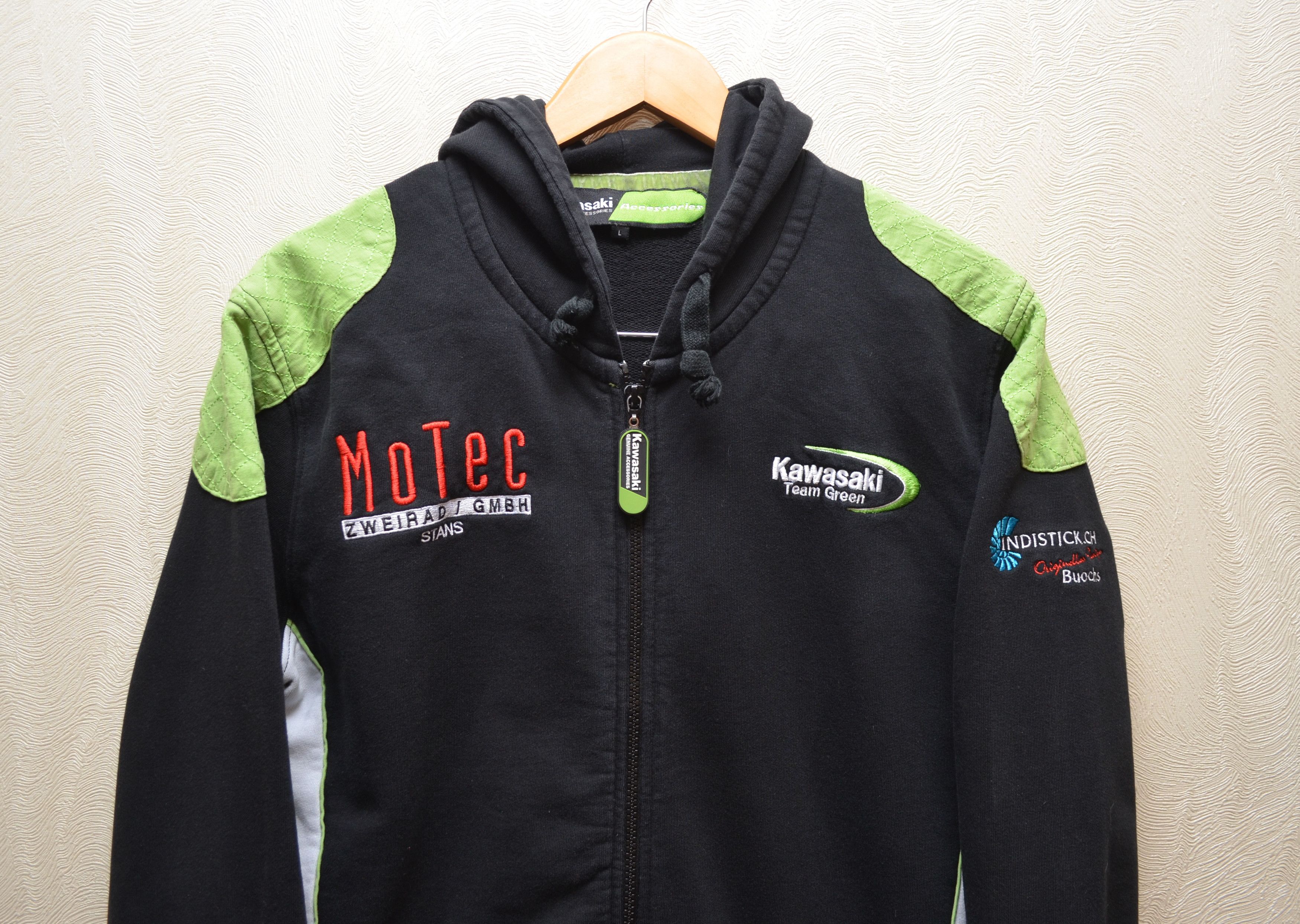 Vintage Kawasaki Team Green Racing Zip Hoodie Big Logo Size US L / EU 52-54 / 3 - 2 Thumbnail