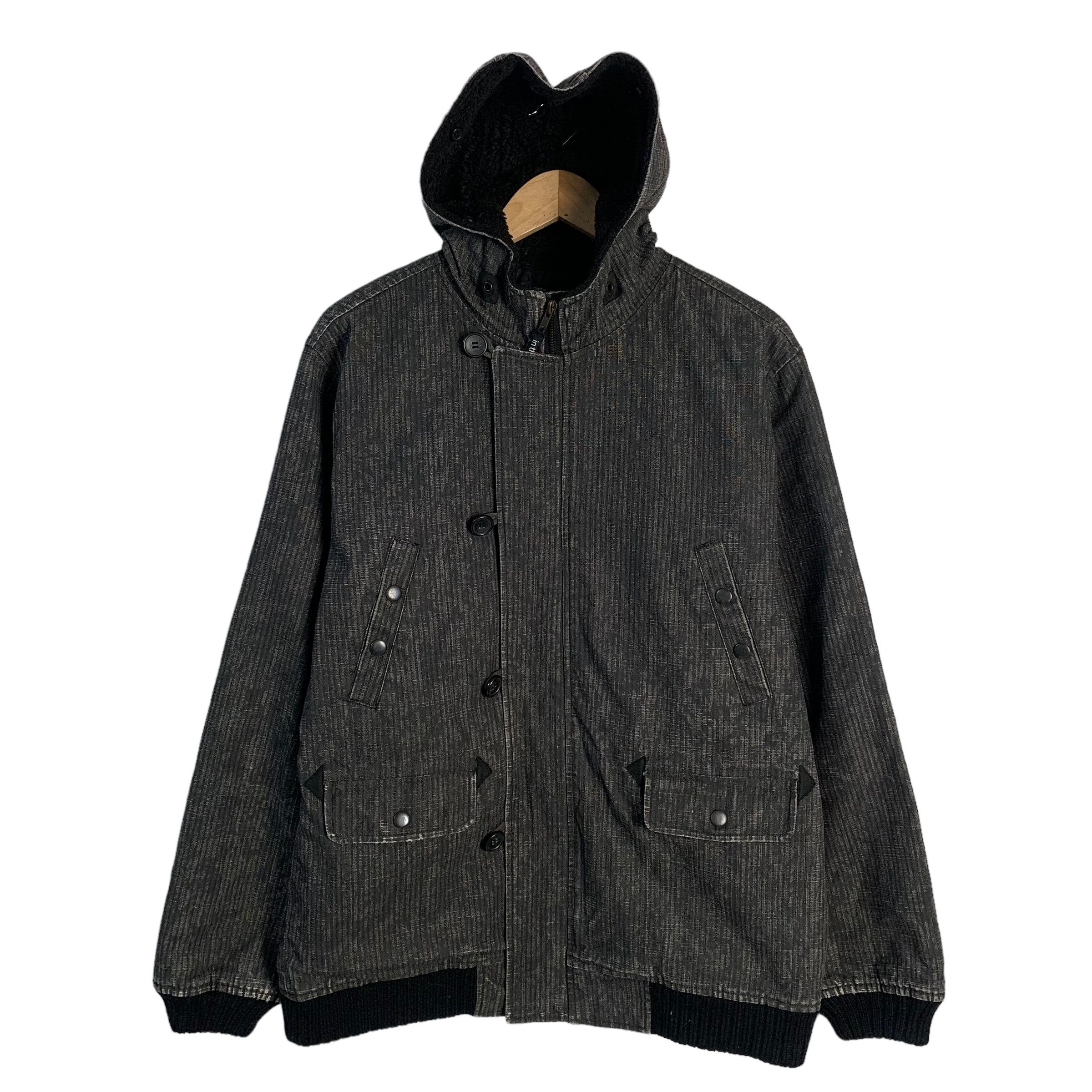 image of In The Attic Hooded Punk Jacket in Grey, Men's (Size Large)