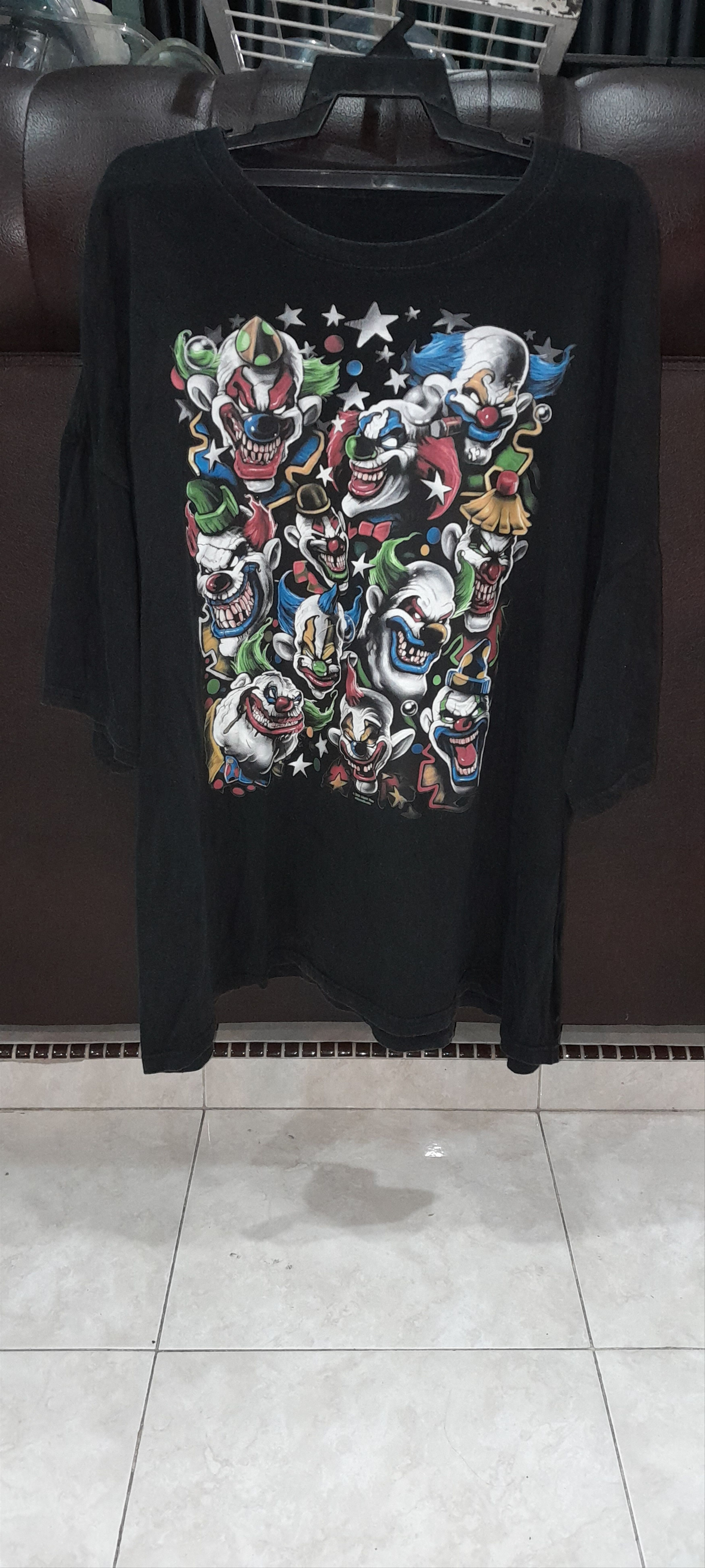 Fantasy colored clown Black tee liquid blue