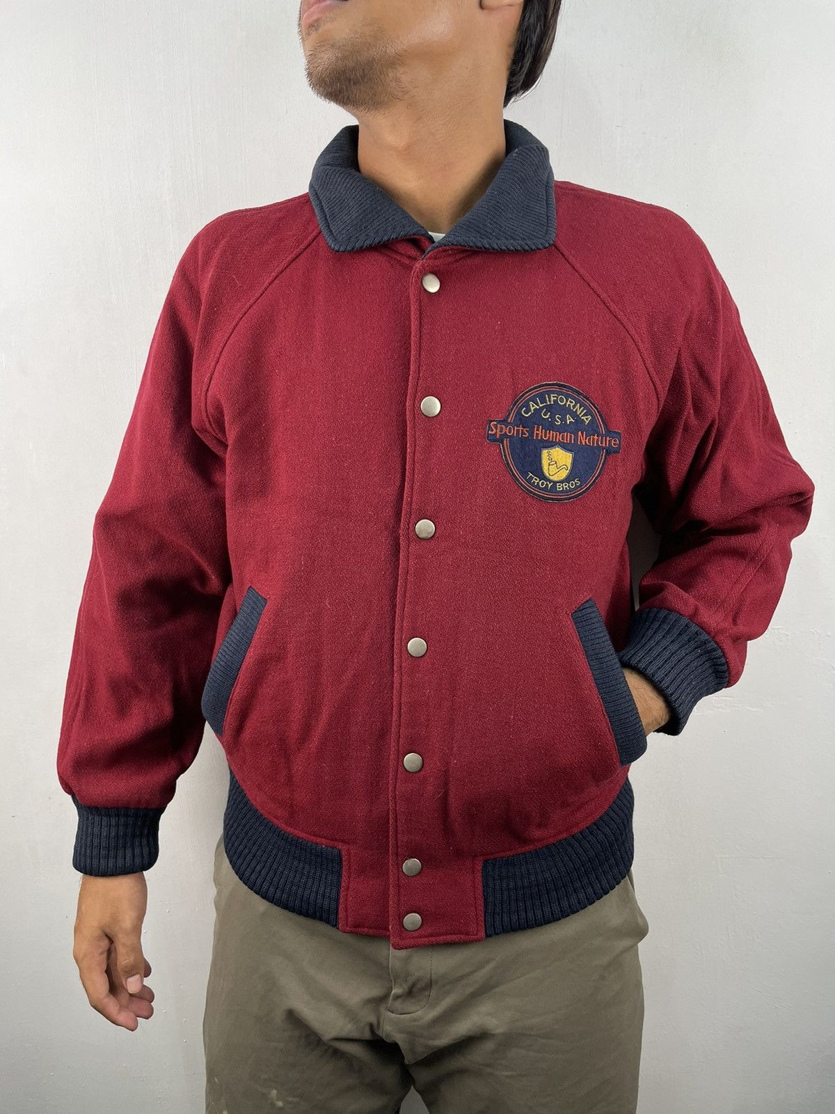 Japanese Brand Vintage Troy Bros California Letterman Wool Varsity Jacket Size US M / EU 48-50 / 2 - 1 Thumbnail