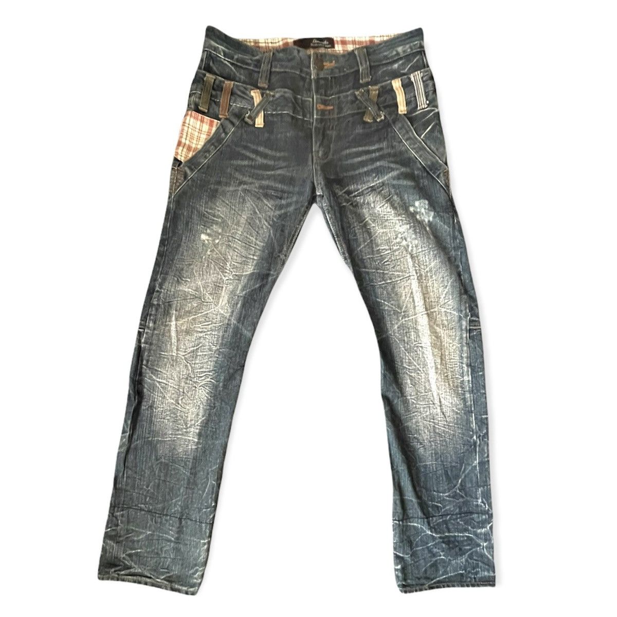 image of Vintage Dominates Handcrafted Double Waist Denim Jeans in Denim Blue, Men's (Size 34)