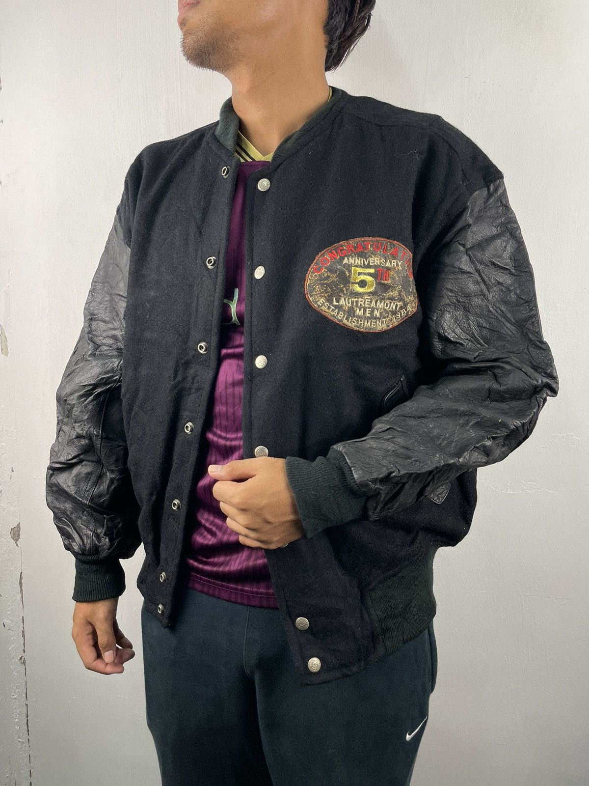 Japanese Brand Vintage 80s Lautreamont Men Varsity Leather Jacket Size US M / EU 48-50 / 2 - 2 Thumbnail