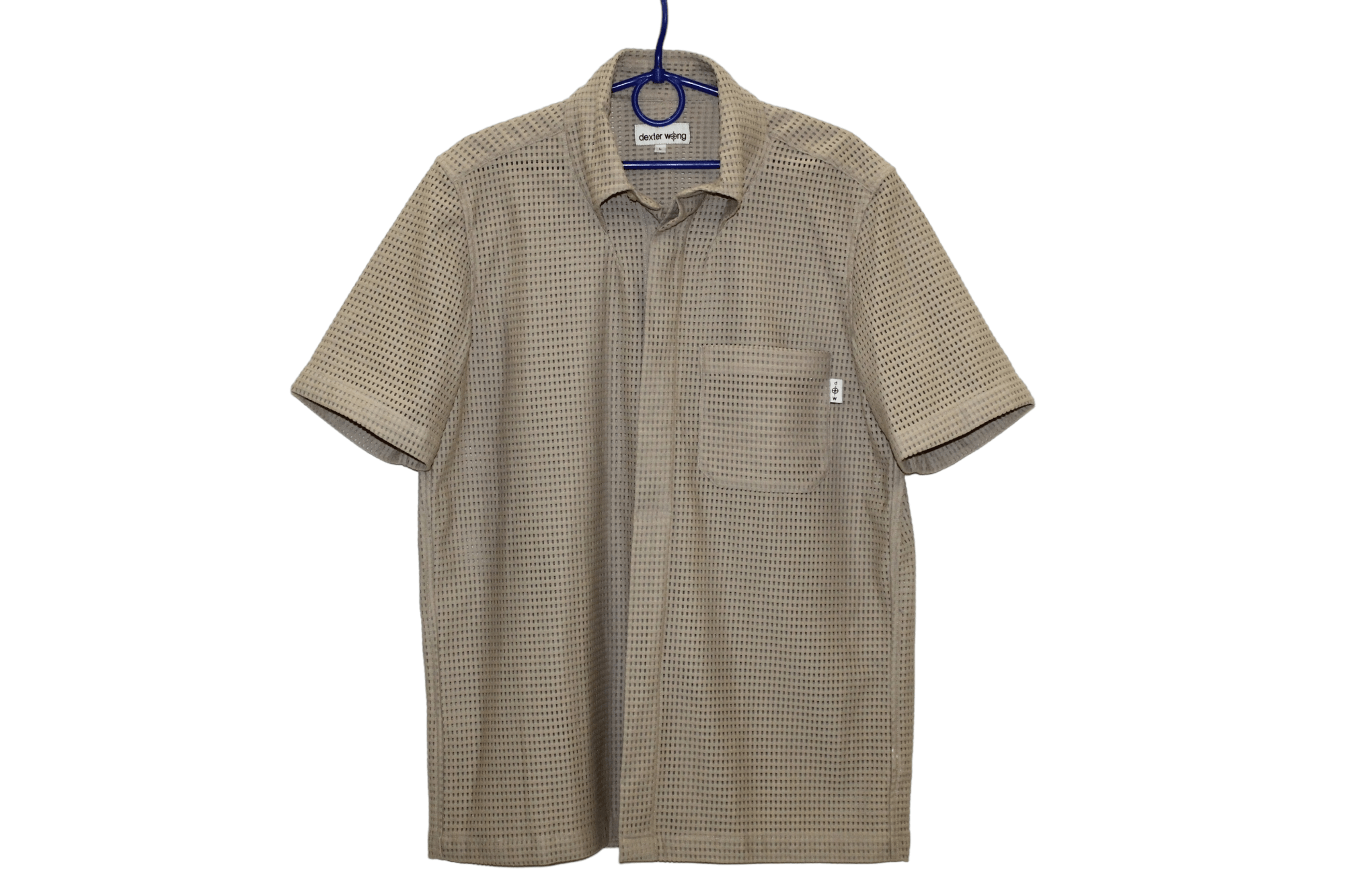 Dexter Wong 💥ARCHIVE💥 90s DEXTER WONG Hidden Button Mesh S/S Shirt Size US L / EU 52-54 / 3 - 16 Thumbnail