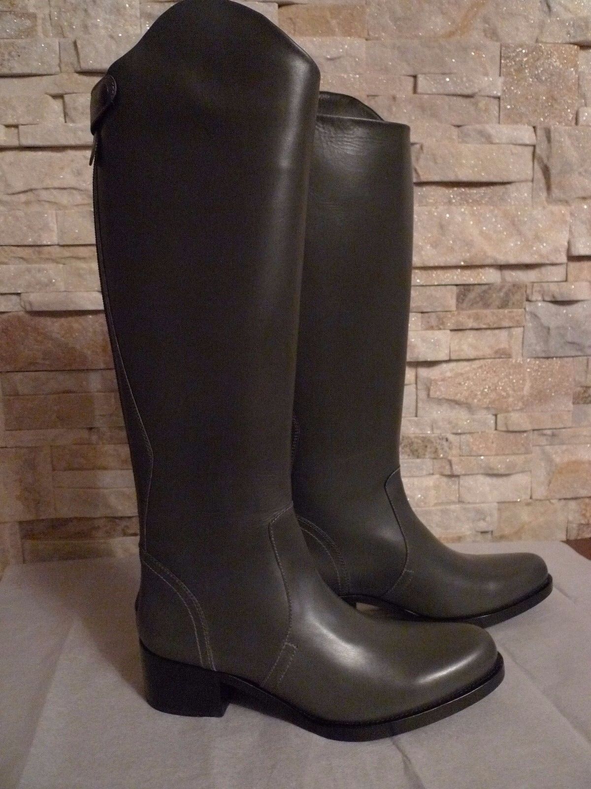 JIL SANDER WOMEN'S GRAY TALL RIDING BOOTS SIZE EU 38 US 7,5