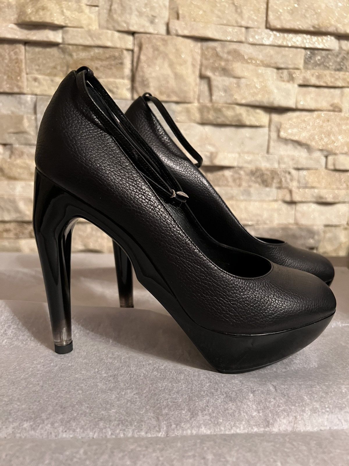 JIL SANDER LEATHER HIGH HEEL PLATFORM SHOES ITAL SIZ US7 1/2