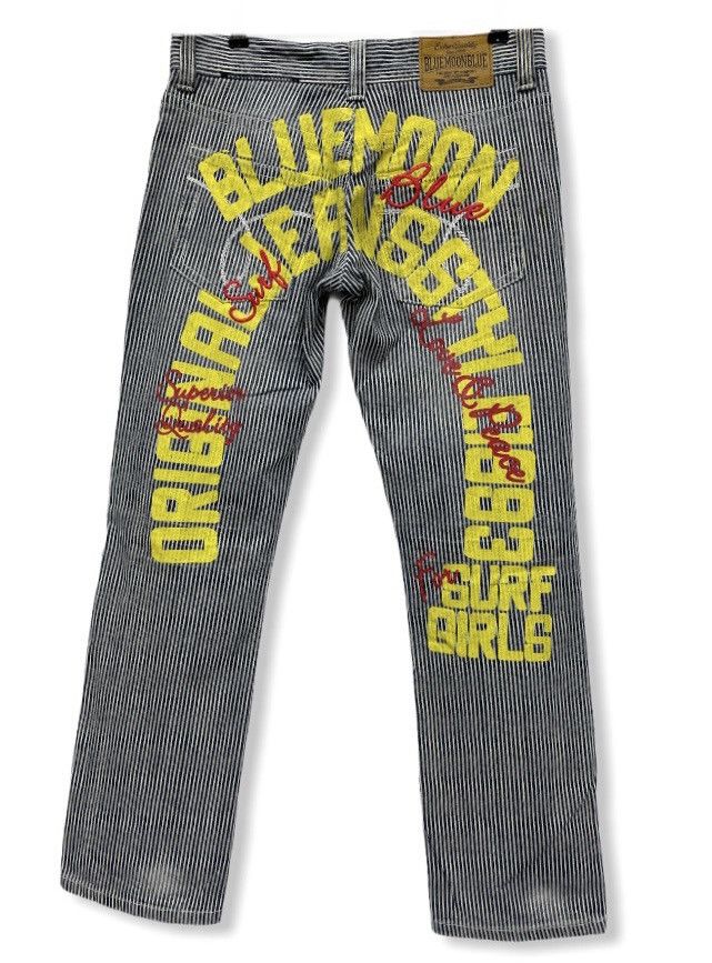 Japanese Brand 90’s BLUEMOONBLUE Vtg Hickory Stripes Evisu Daicock Style Size US 31 - 1 Thumbnail