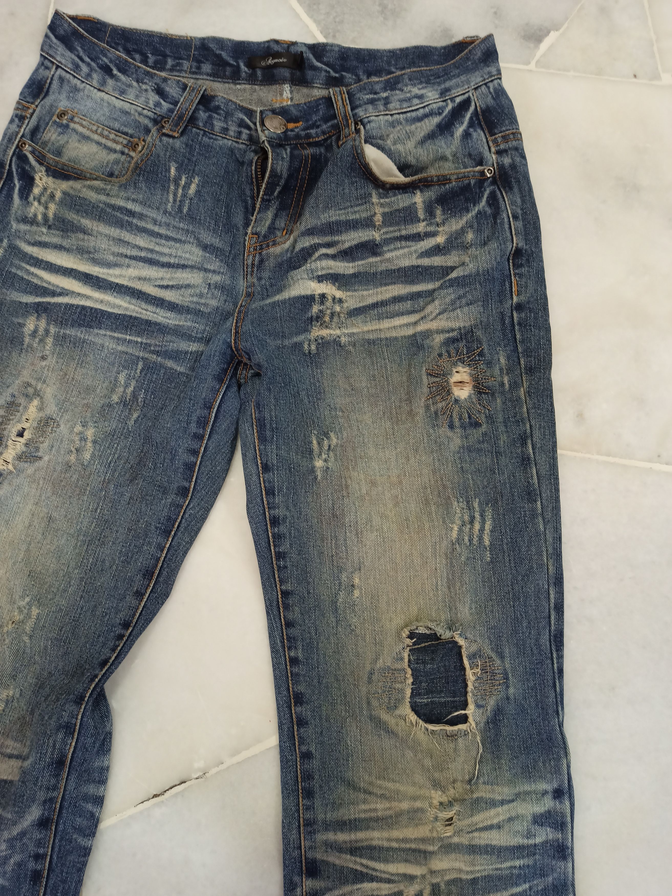 Japanese Brand Japanese Aegnoir Distressed Mud Wash Faded Jeans Size US 30 / EU 46 - 3 Thumbnail