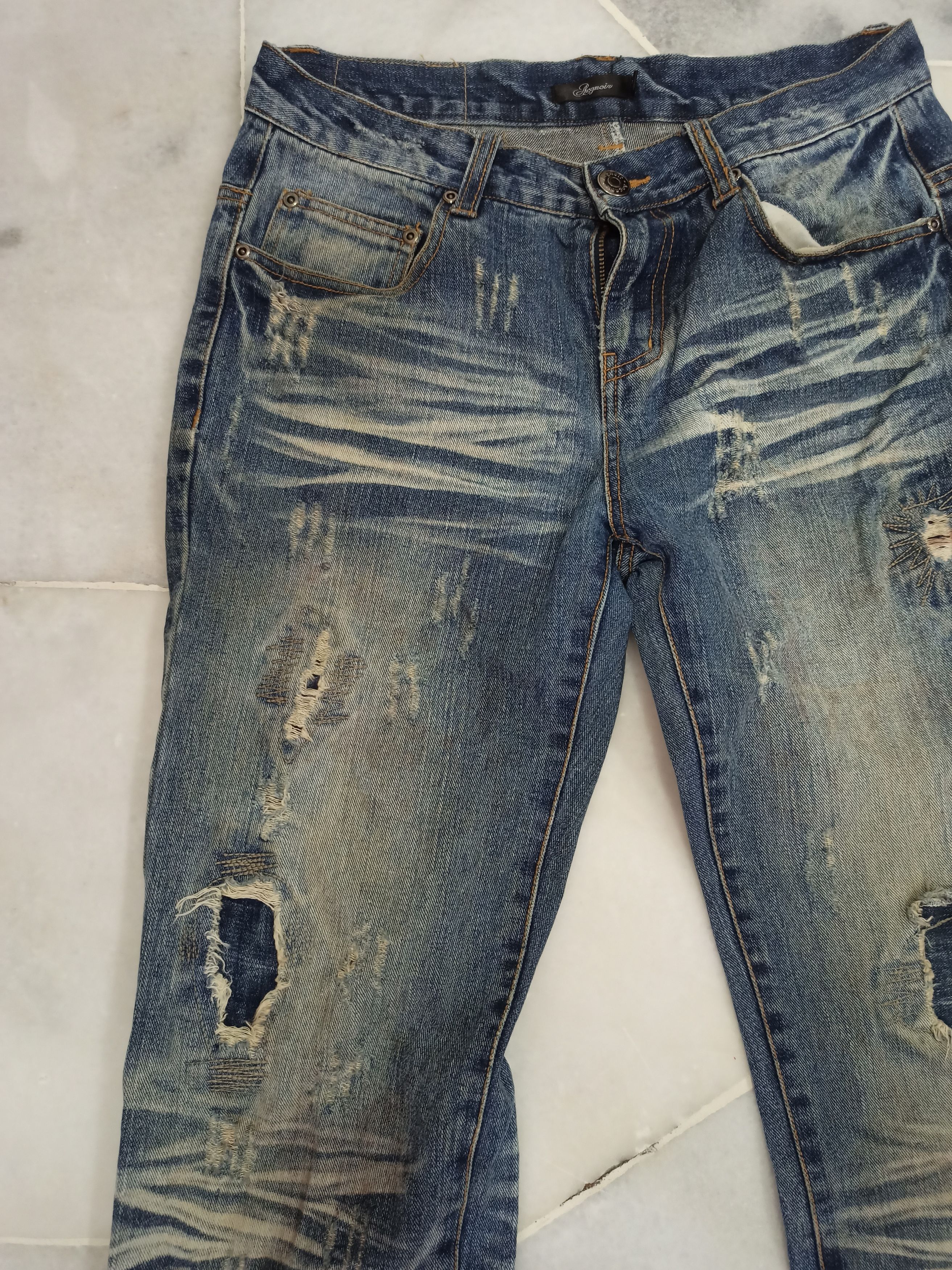 Japanese Brand Japanese Aegnoir Distressed Mud Wash Faded Jeans Size US 30 / EU 46 - 4 Thumbnail