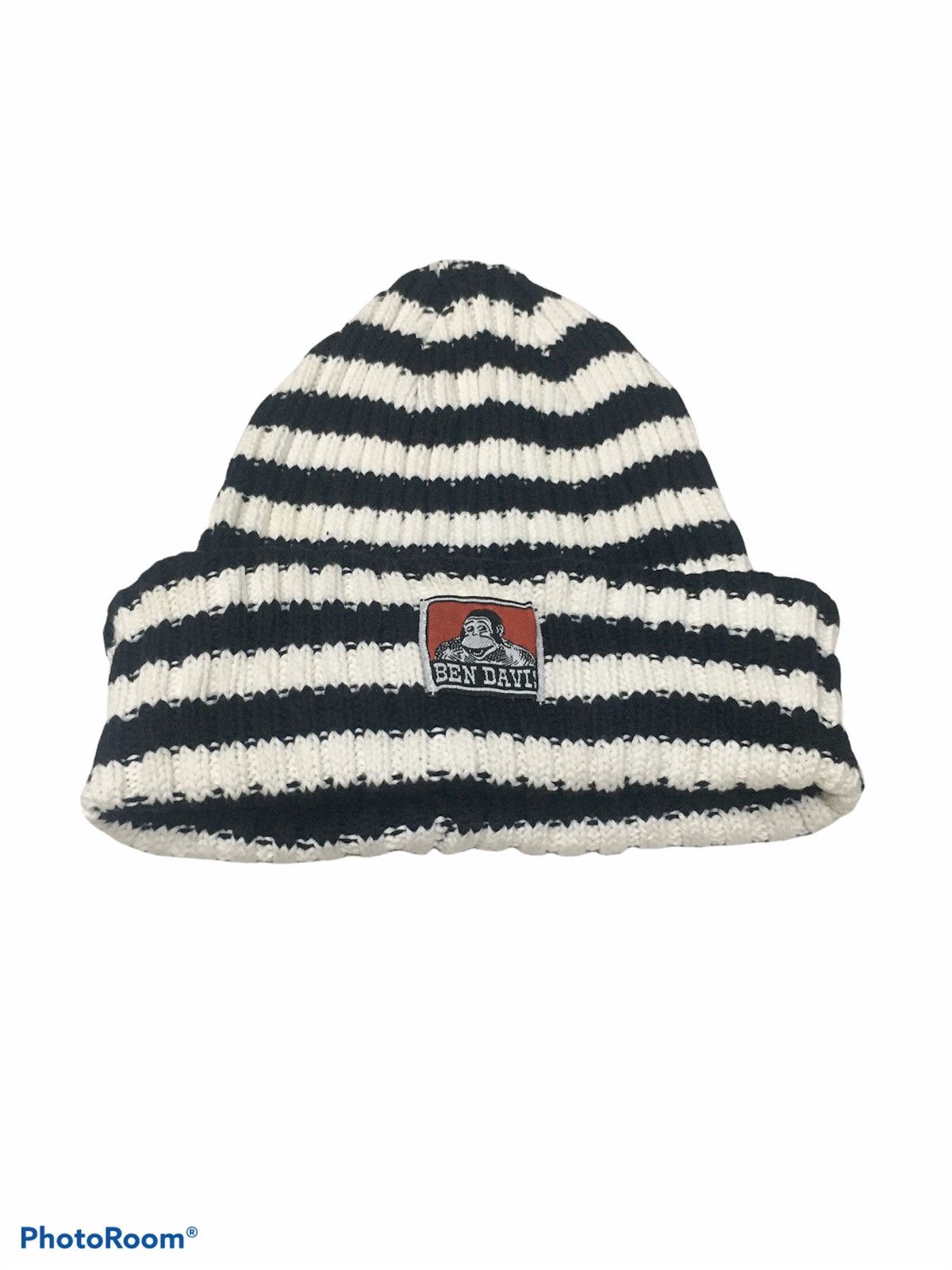 Ben Davis × Japanese Brand Ben Davis Black & White Stripe Beanie Size ONE SIZE - 1 Thumbnail