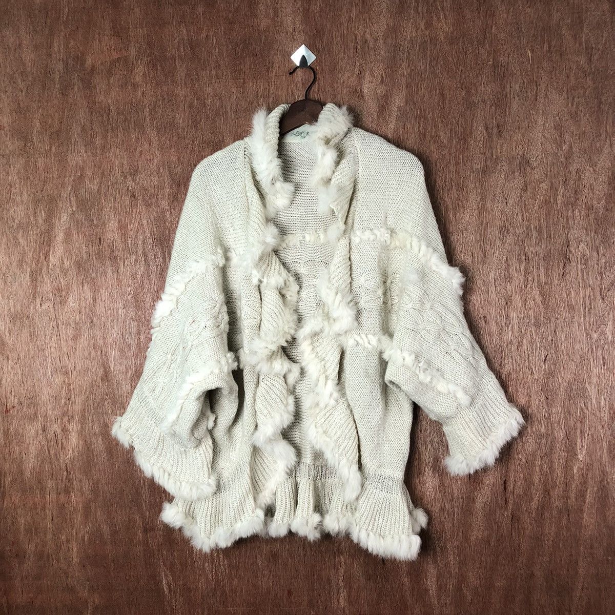 Aran Isles Knitwear Coudie cape cardigan Shag Shaggy Fur Mohair Baggy #6585 Size US M / EU 48-50 / 2 - 1 Thumbnail