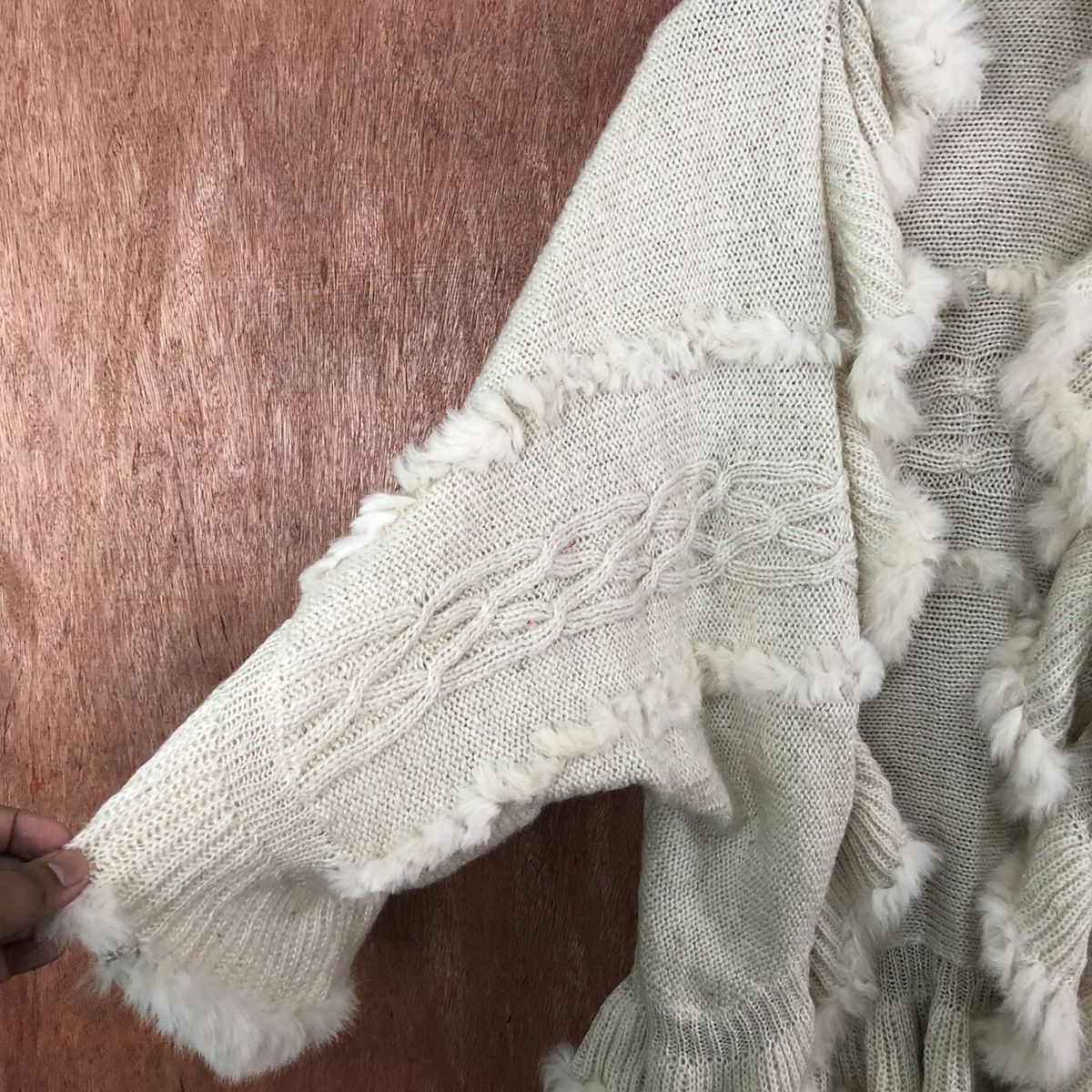Aran Isles Knitwear Coudie cape cardigan Shag Shaggy Fur Mohair Baggy #6585 Size US M / EU 48-50 / 2 - 5 Thumbnail