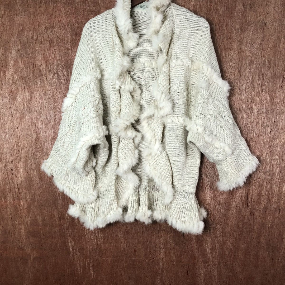 Aran Isles Knitwear Coudie cape cardigan Shag Shaggy Fur Mohair Baggy #6585 Size US M / EU 48-50 / 2 - 3 Thumbnail