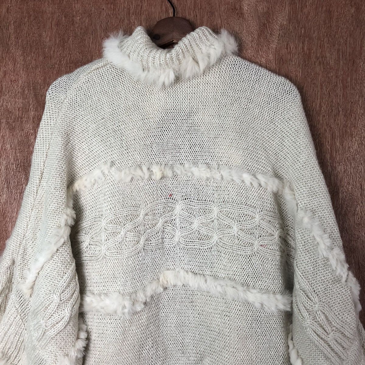 Aran Isles Knitwear Coudie cape cardigan Shag Shaggy Fur Mohair Baggy #6585 Size US M / EU 48-50 / 2 - 13 Thumbnail
