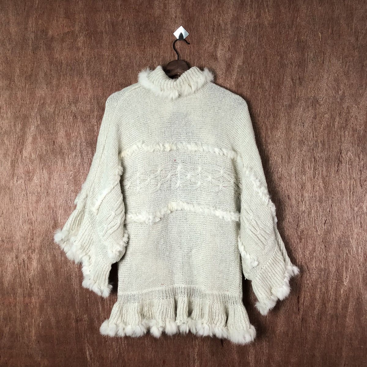 Aran Isles Knitwear Coudie cape cardigan Shag Shaggy Fur Mohair Baggy #6585 Size US M / EU 48-50 / 2 - 12 Thumbnail
