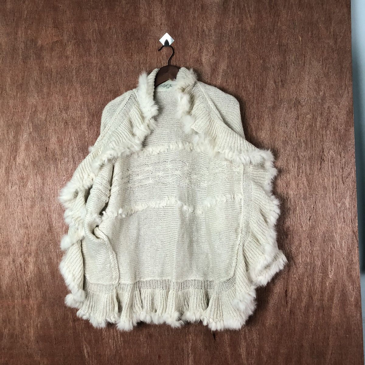 Aran Isles Knitwear Coudie cape cardigan Shag Shaggy Fur Mohair Baggy #6585 Size US M / EU 48-50 / 2 - 4 Thumbnail