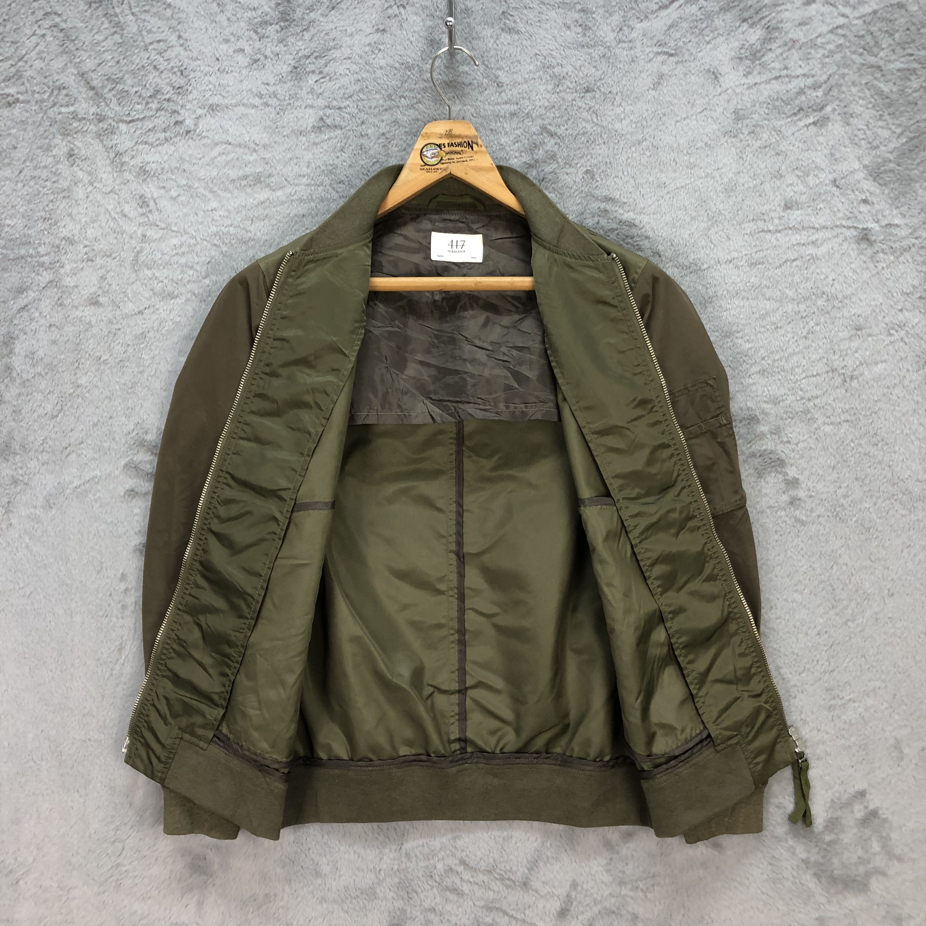 Edifice Japan 417 BY EDIFICE OLIVE GREEN BOMBER JACKET #5886-212 Size US S / EU 44-46 / 1 - 7 Thumbnail