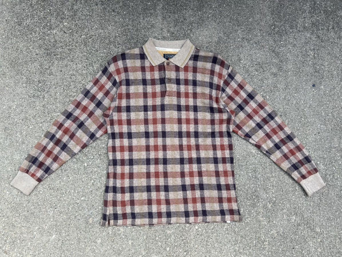 Vintage 90s Chaps Ralph Lauren Checks Long Sleeve Polo Shirt