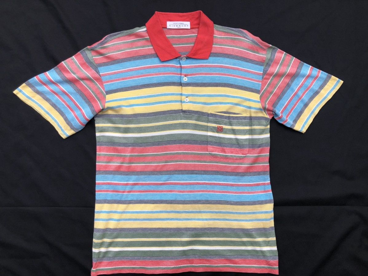 Givenchy Vintage Givenchy Paris Striped Soft Cotton Polo Shirt Size US S / EU 44-46 / 1 - 1 Thumbnail