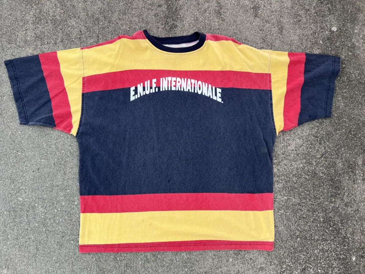 Vintage VTG 90s E.n.u.f. Internationale Border Striped Oversize tees Size US L / EU 52-54 / 3 - 1 Thumbnail