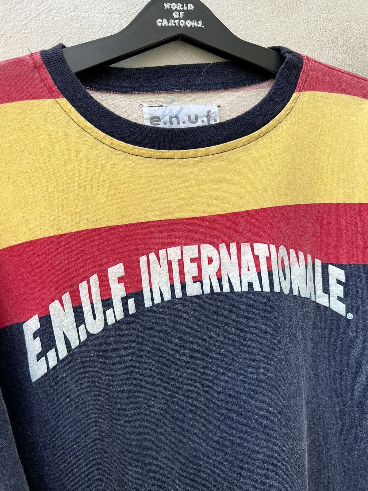 Vintage VTG 90s E.n.u.f. Internationale Border Striped Oversize tees Size US L / EU 52-54 / 3 - 6 Thumbnail