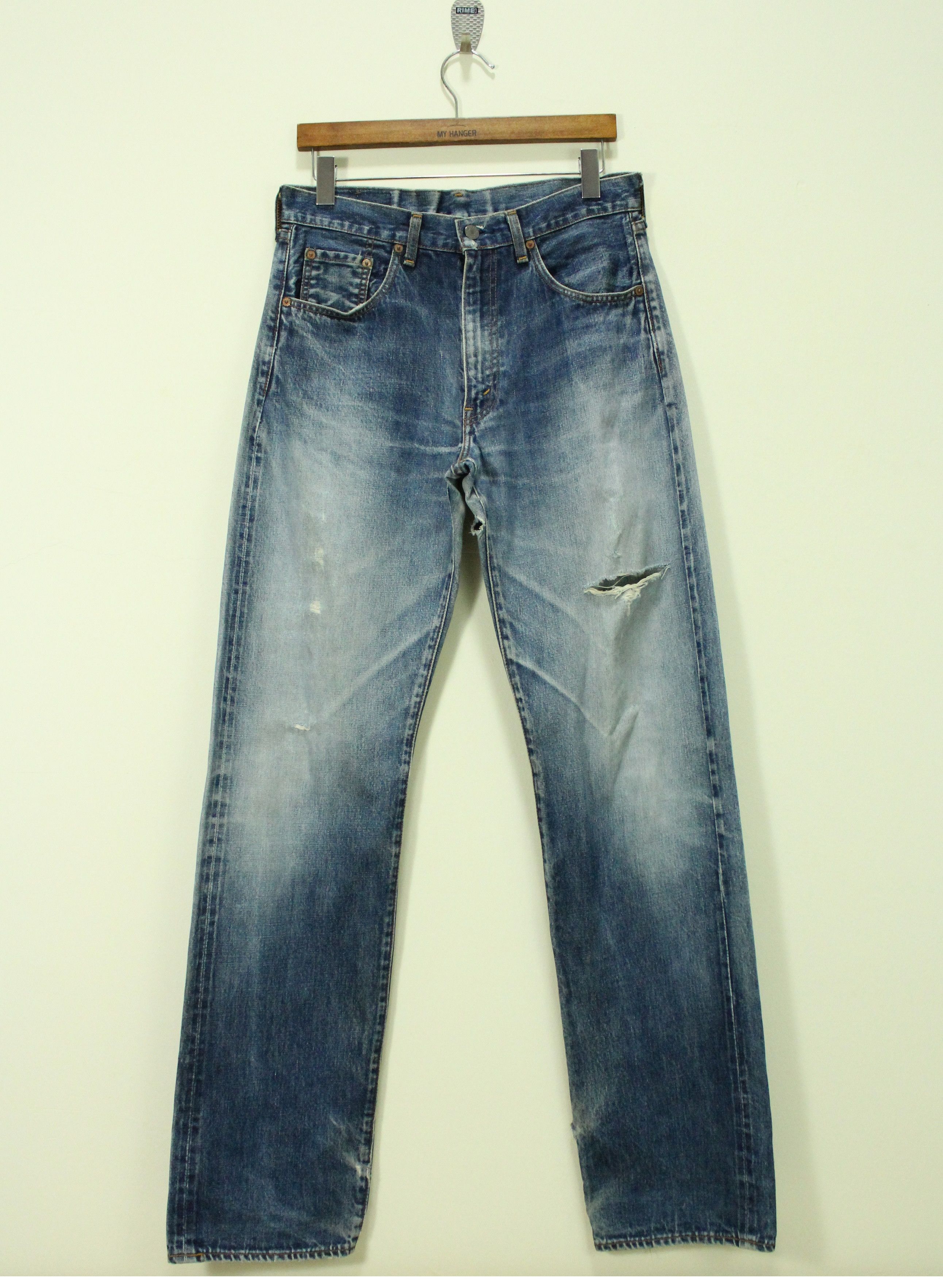 Levi's Vintage Clothing × Vintage Vintage LEVIS Lot 502 xx Denim Jeans Distressed Red Line Size US 32 / EU 48 - 1 Thumbnail