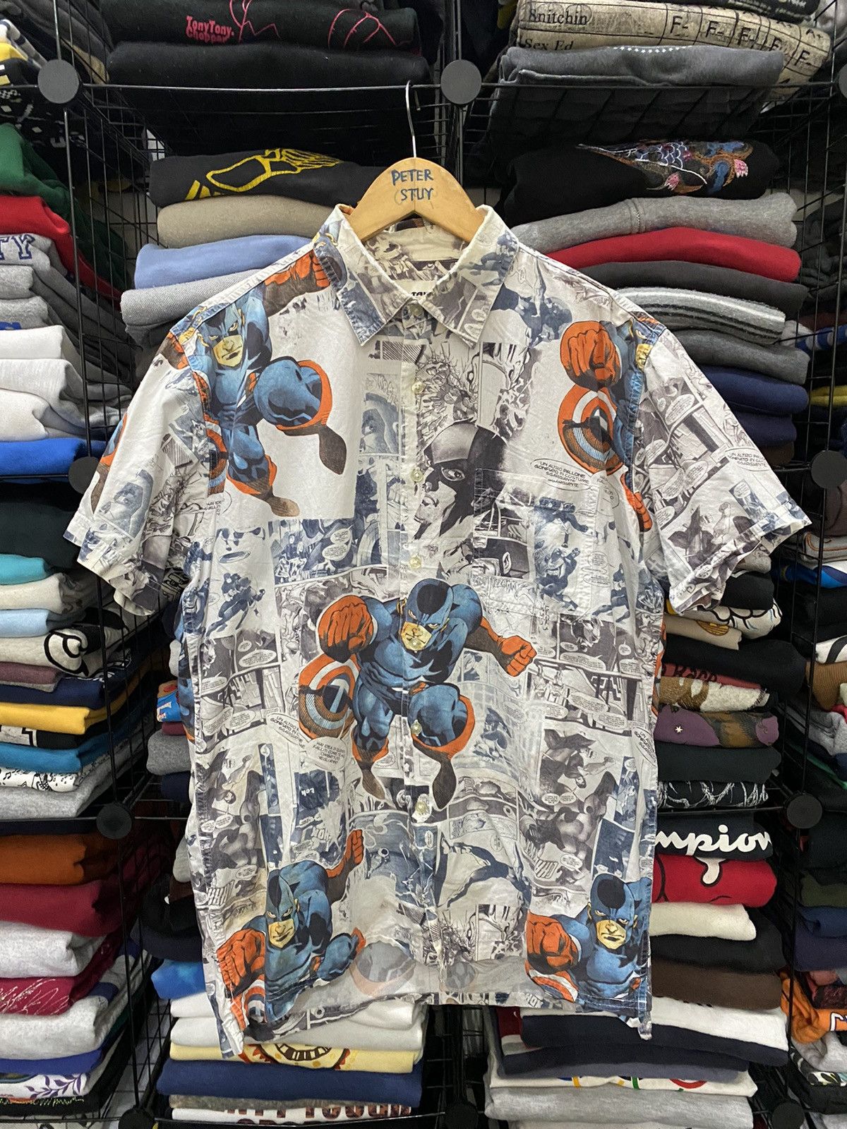 image of Marvel Comics x Movie Tom Tailor & Marvel Comic Over Printed Shirt Gk171, Men's (Size Large)