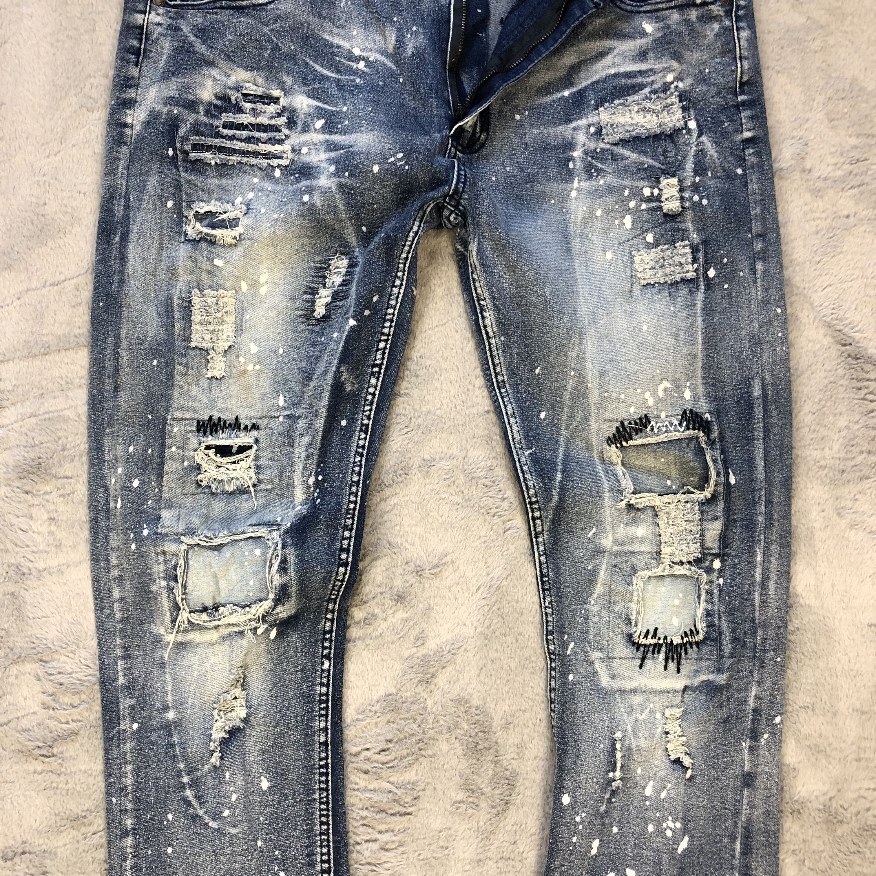 SCOOP SCOOP NYC SPLATTER TRASHED DISTRESSED DENIM PANTS #5971-216 Size US 38 / EU 54 - 7 Thumbnail
