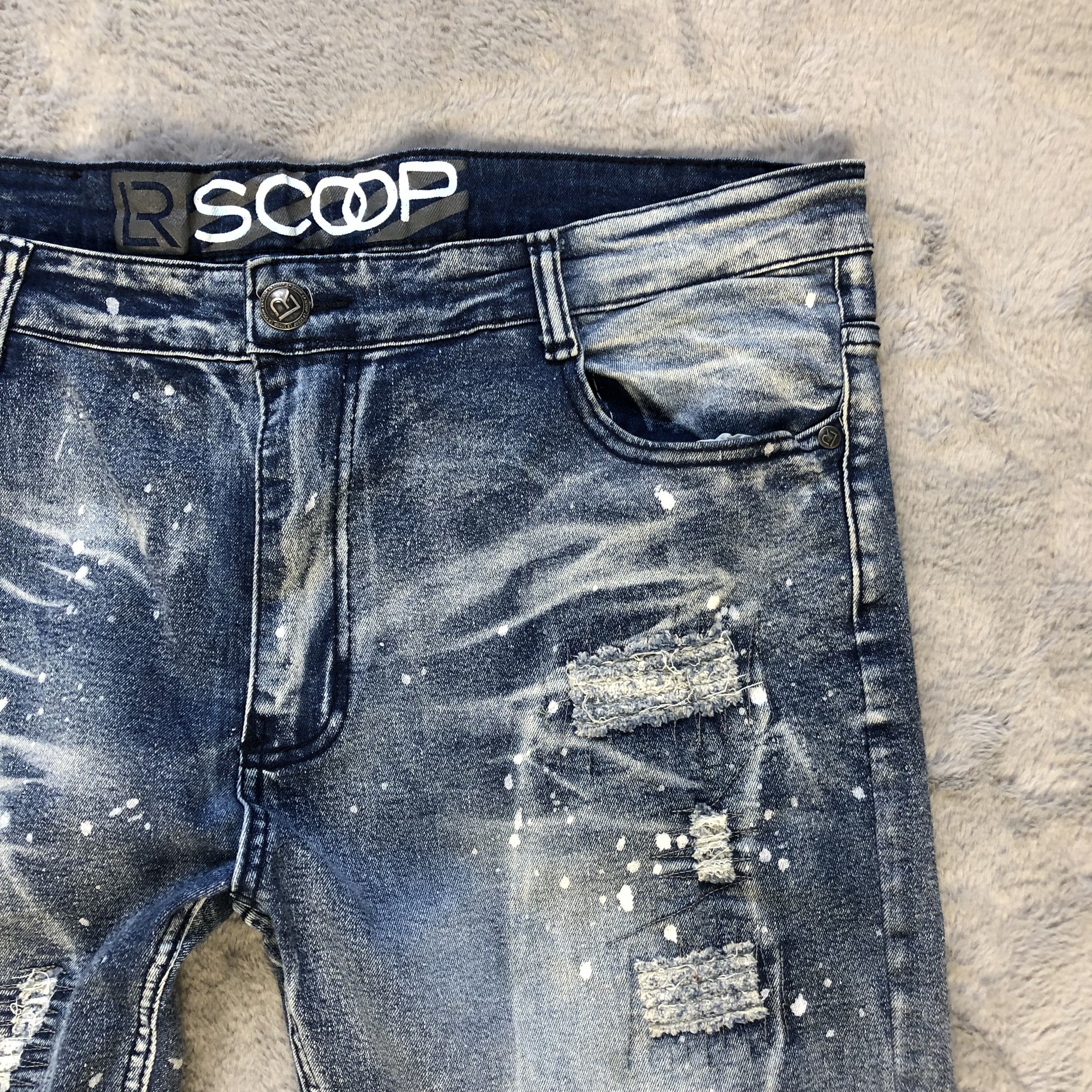 SCOOP SCOOP NYC SPLATTER TRASHED DISTRESSED DENIM PANTS #5971-216 Size US 38 / EU 54 - 4 Thumbnail