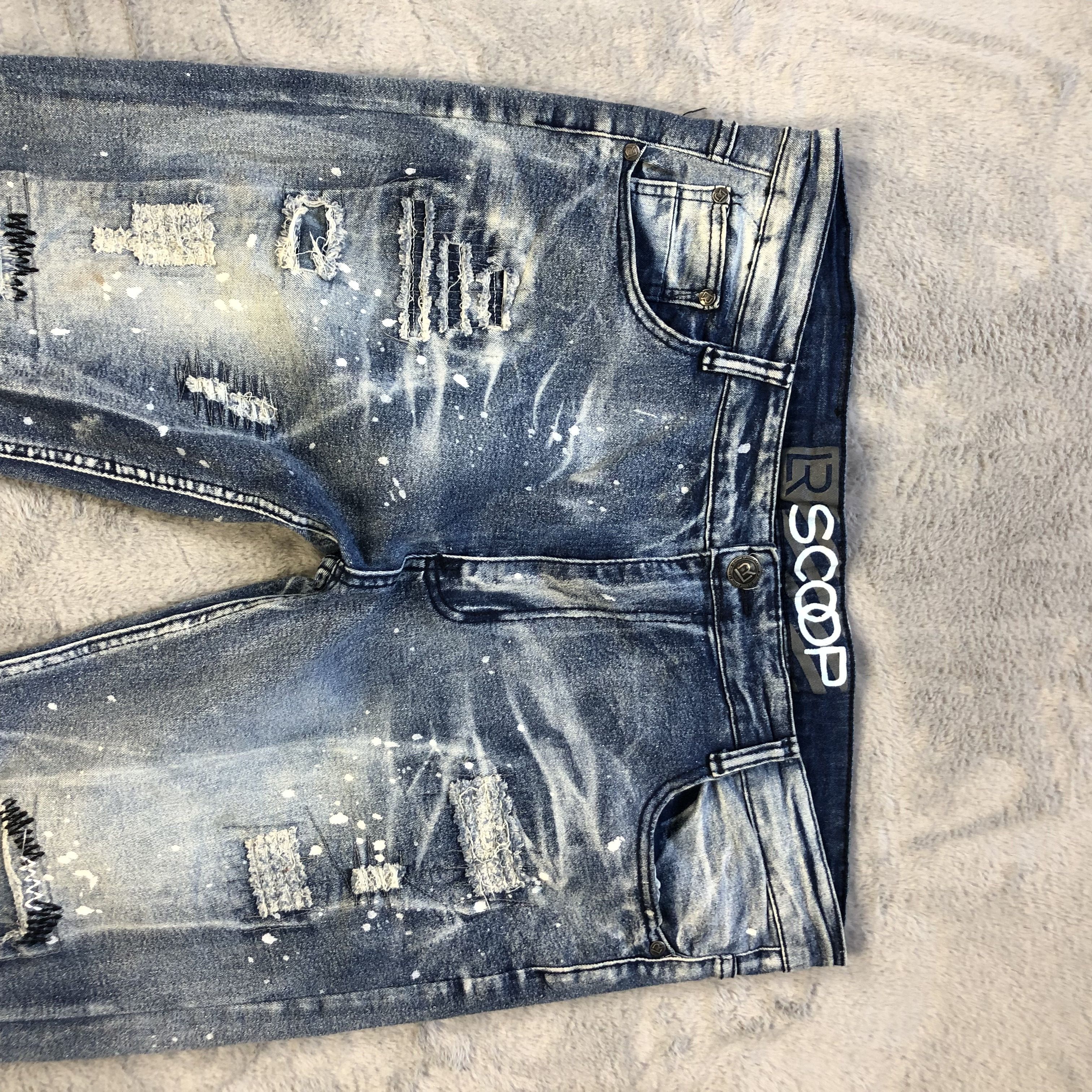 SCOOP SCOOP NYC SPLATTER TRASHED DISTRESSED DENIM PANTS #5971-216 Size US 38 / EU 54 - 2 Thumbnail