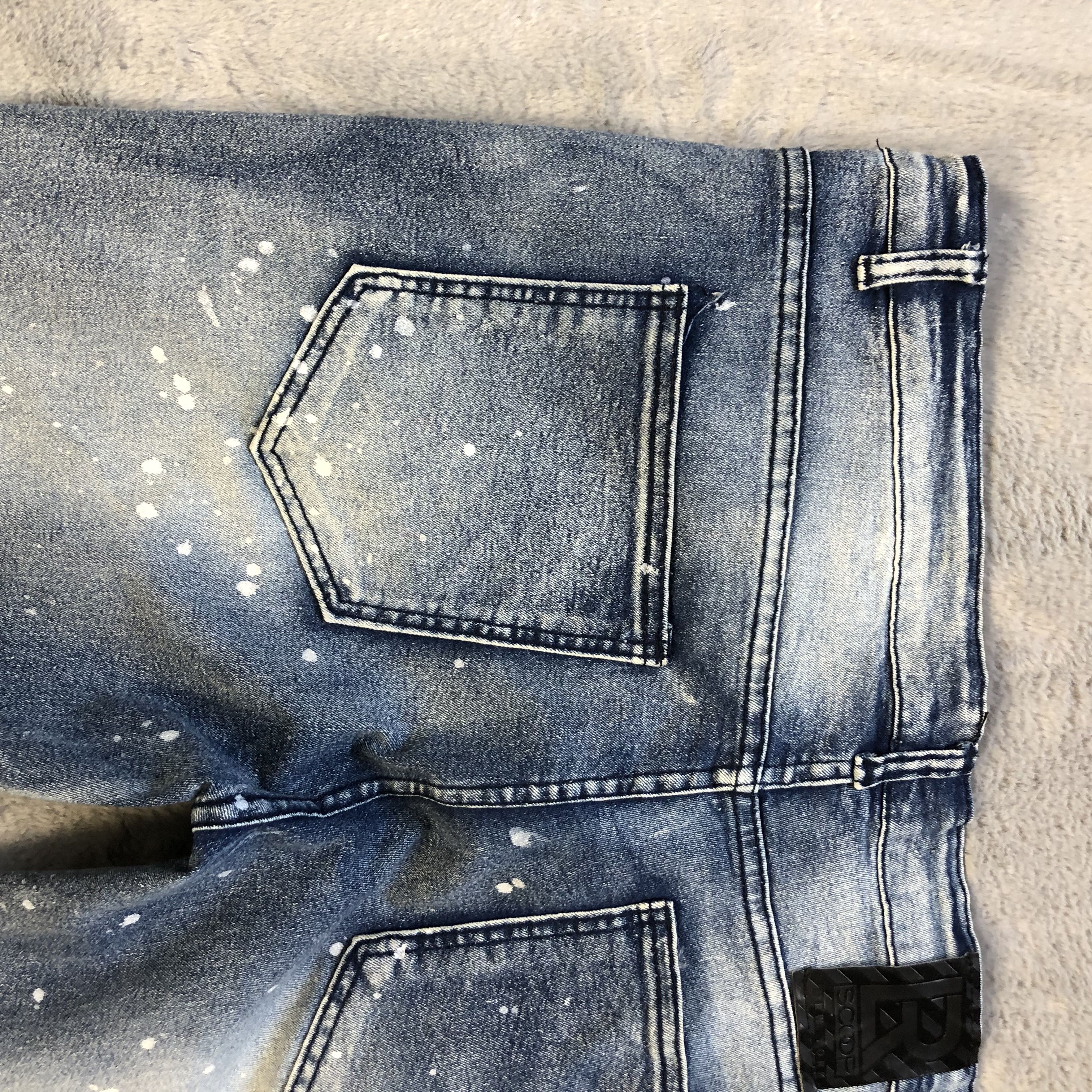 SCOOP SCOOP NYC SPLATTER TRASHED DISTRESSED DENIM PANTS #5971-216 Size US 38 / EU 54 - 15 Thumbnail