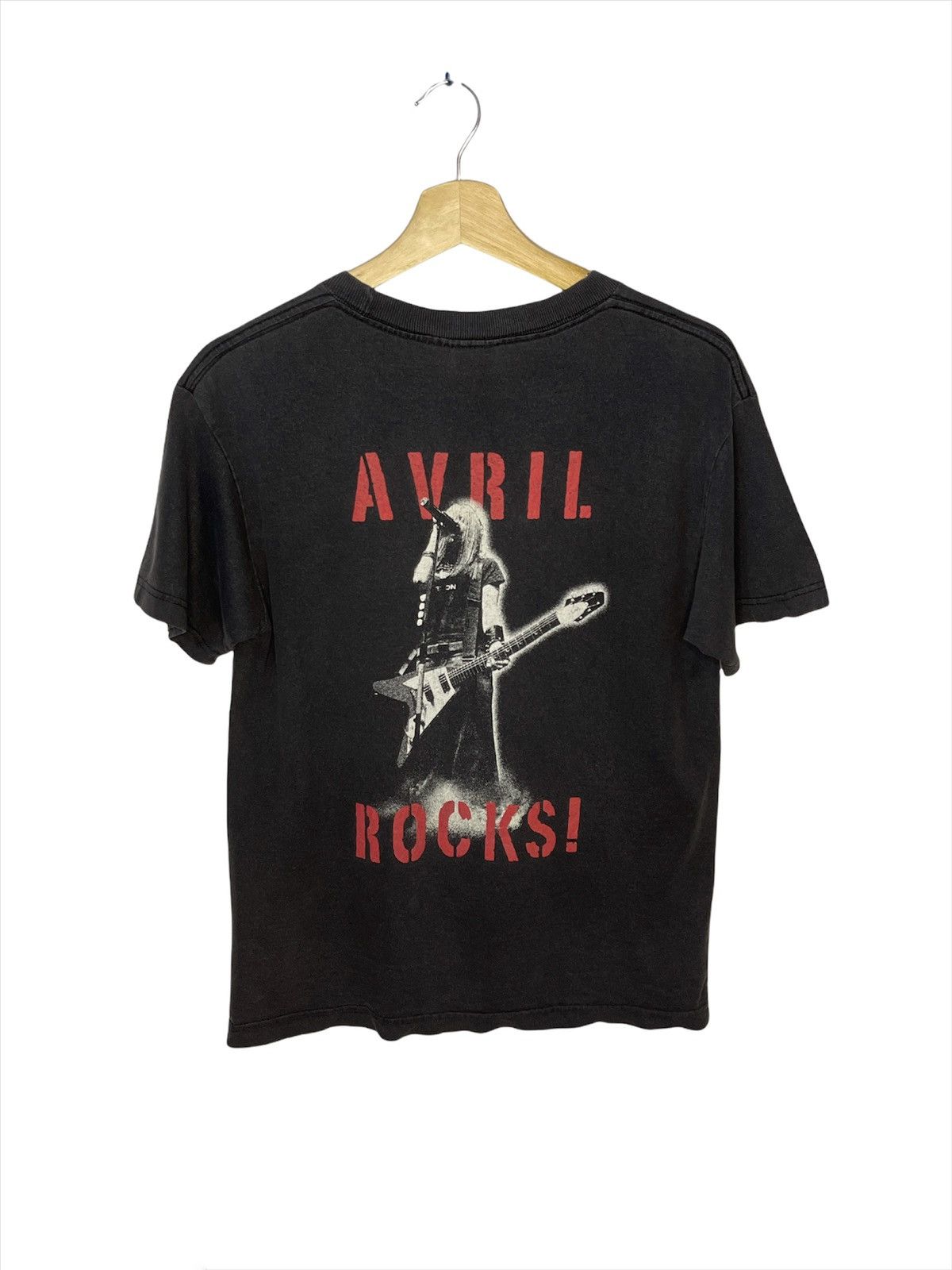 image of Band Tees x Rock T Shirt Vintage Avril Lavigne Rock 03 Tee in Black Faded, Men's (Size Small)