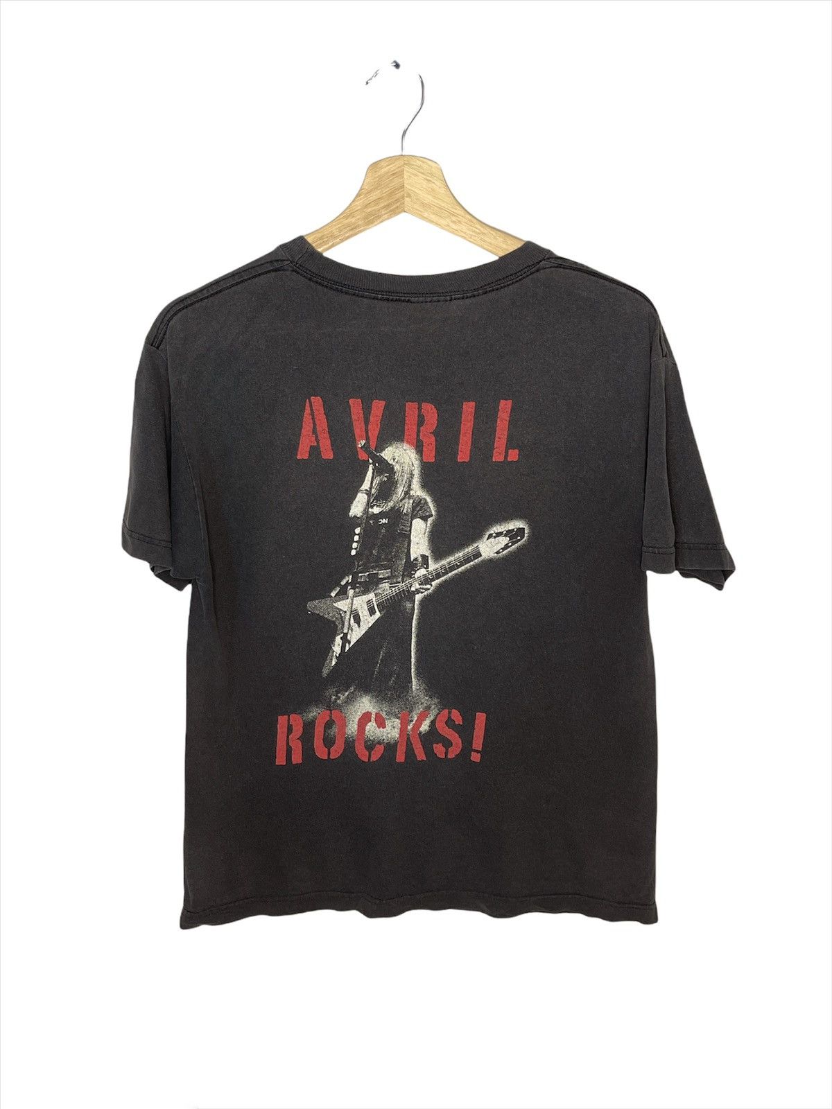 image of Band Tees x Rock T Shirt Vintage Avril Lavigne Rock 03 Tee in Black Faded, Men's (Size Small)